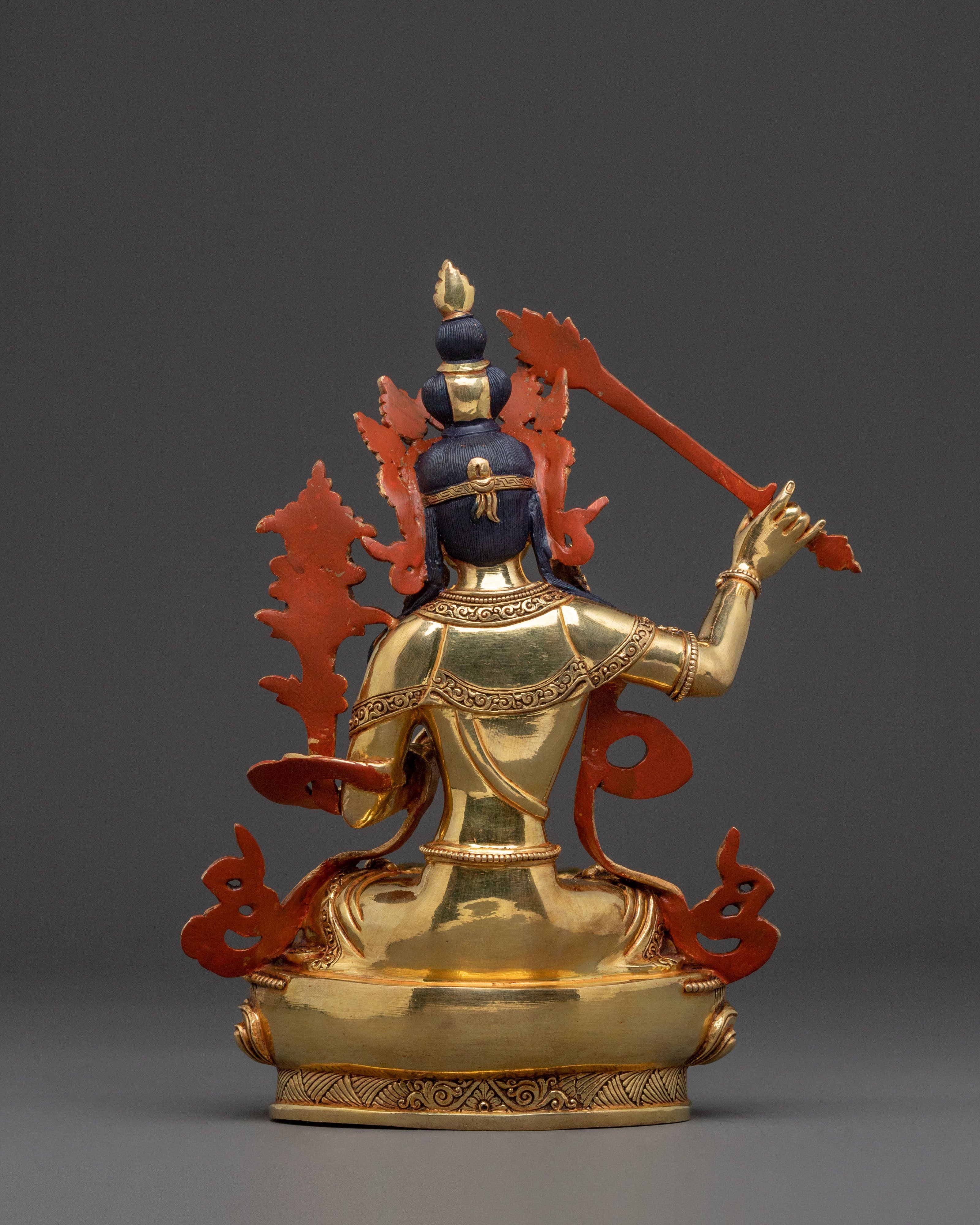 Manjushri Wisdom Buddha Figurine – 24K Gold Gilded
