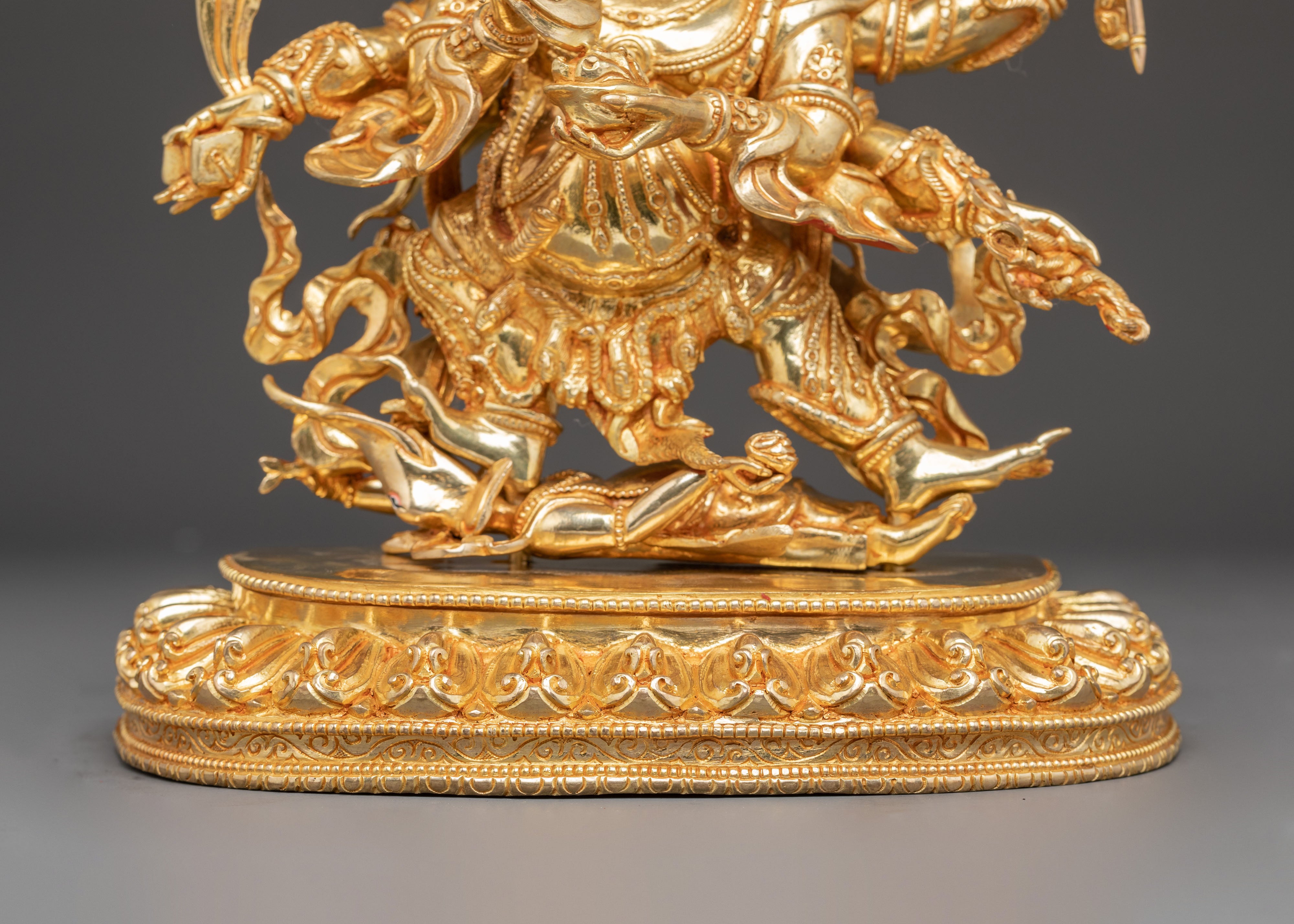 Golden Statue of Protector Six-Armed Mahakala | Wrathful Guardian