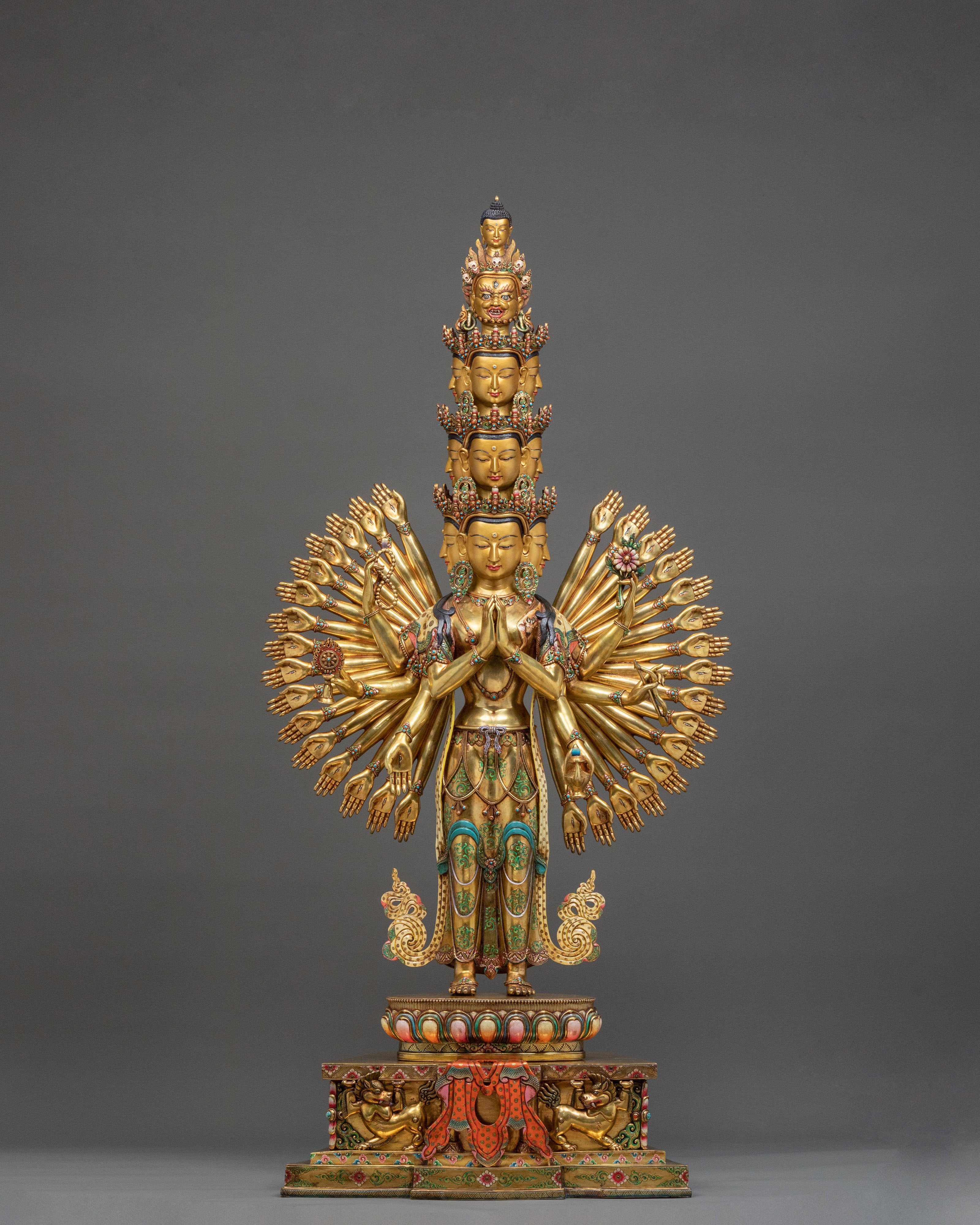 1000 Armed Chenrezig Statue: Radiant 24K Gold Gilded