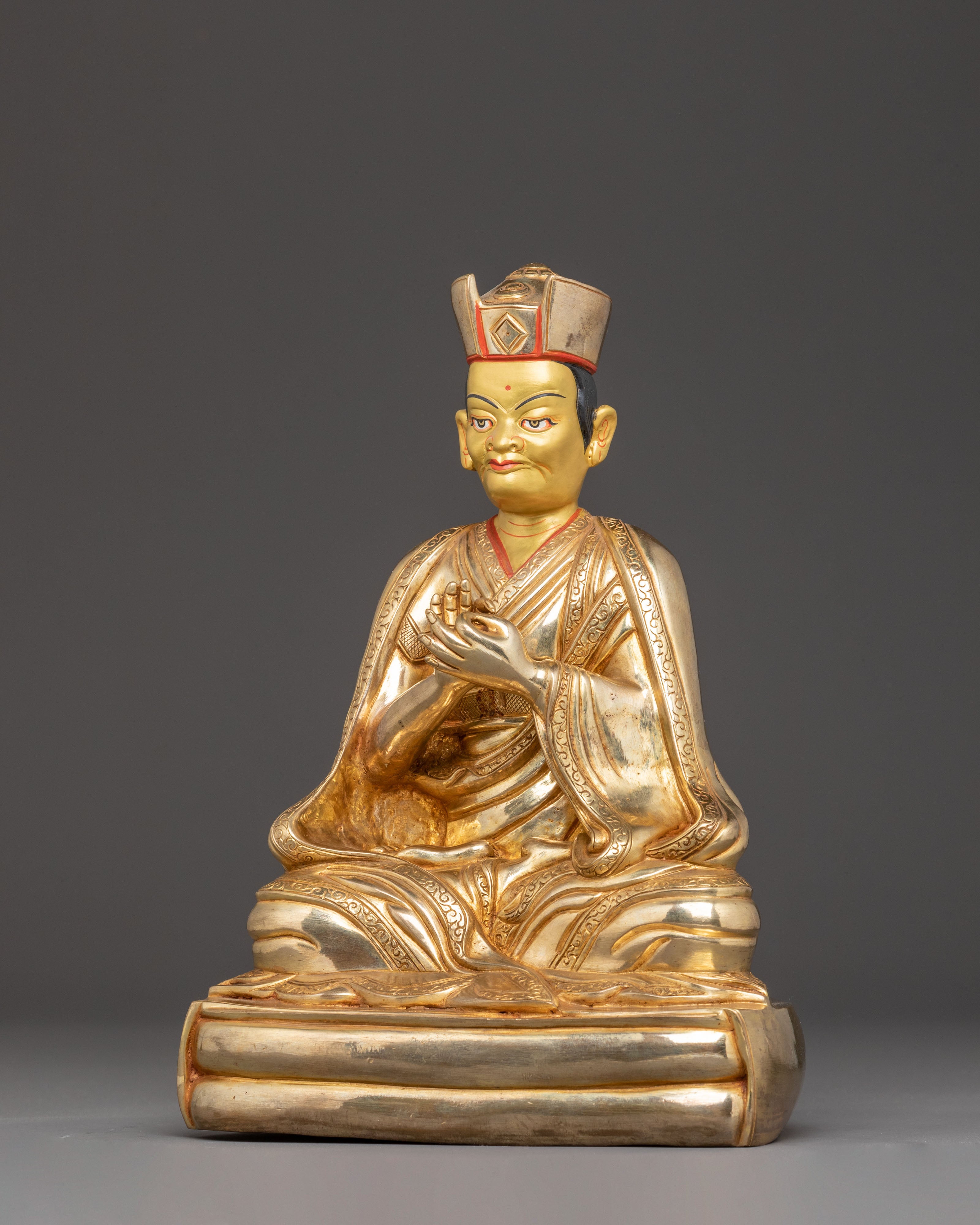 Handmade Karmapa Copper Body Statue | Gilded in 24K Gold