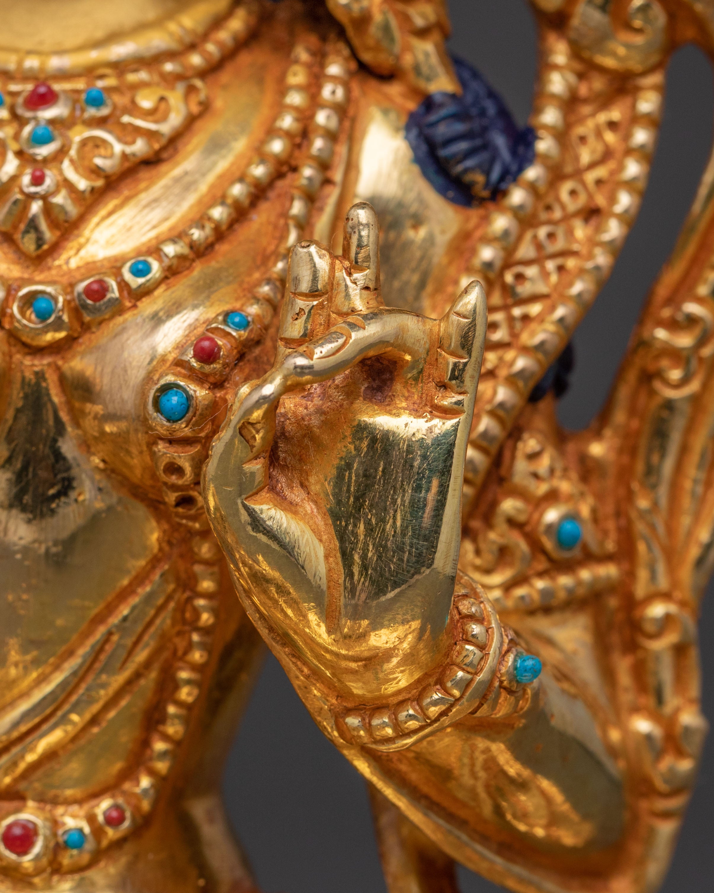 Green Tara Statue | 24K Gold Gilded Figure