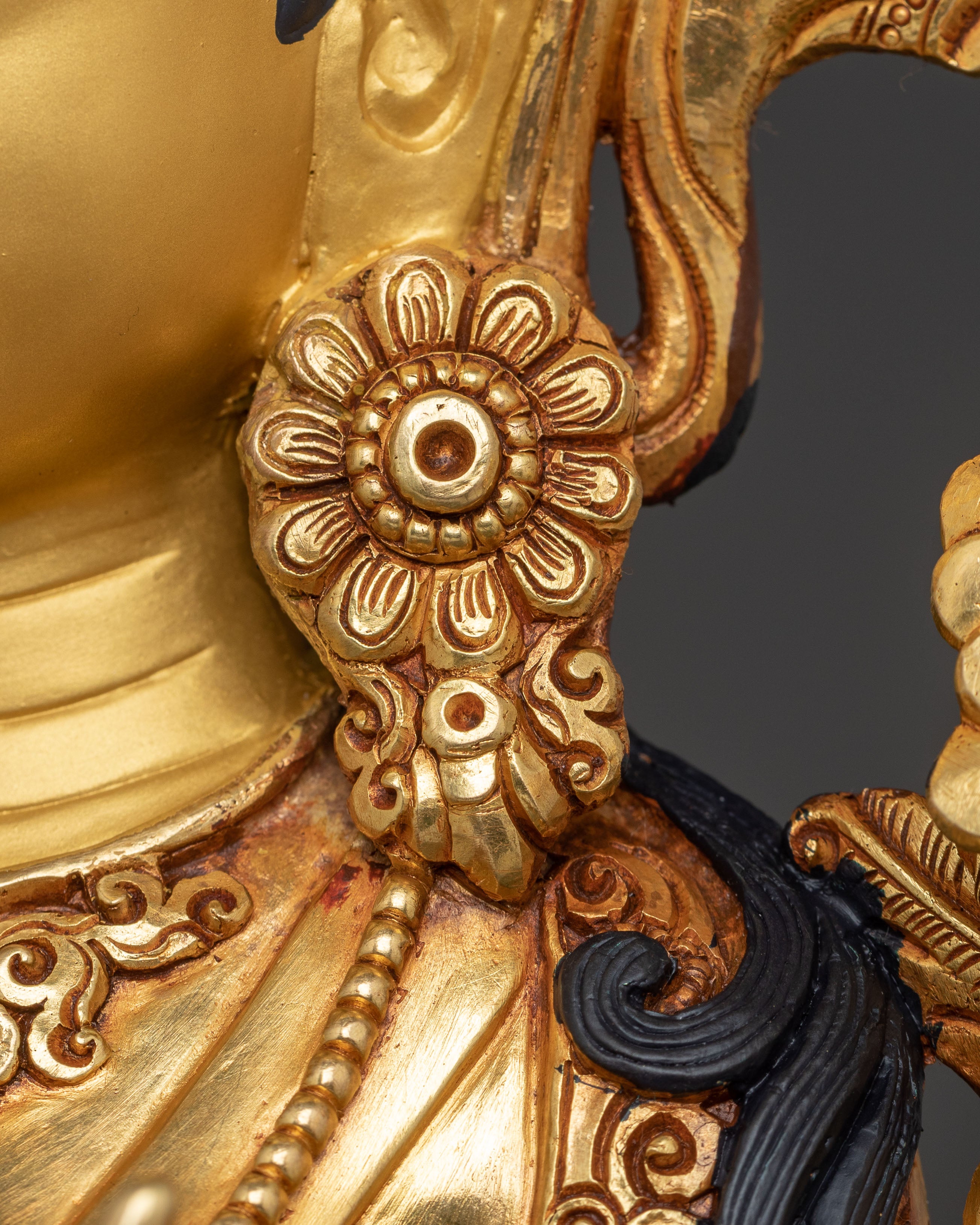 White Tara Meditation Deity Statue: 24K Gold Gilded Masterpiece