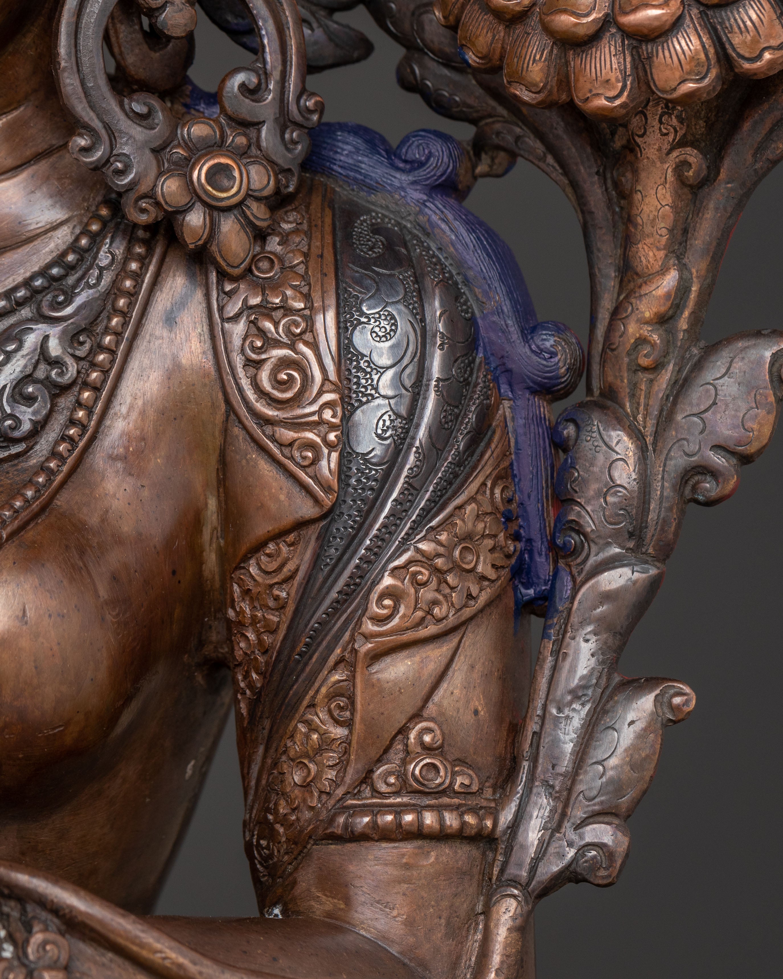Copper Statue of Green Tara: Oxidized Himalayan Artistry