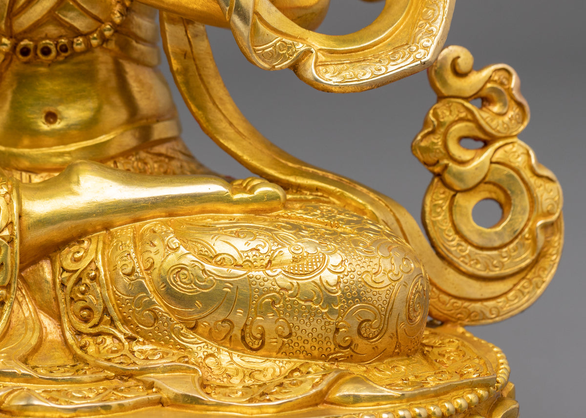 Chenrezig 24K Gold Gilded Sculpture | Compassion in Every Gaze