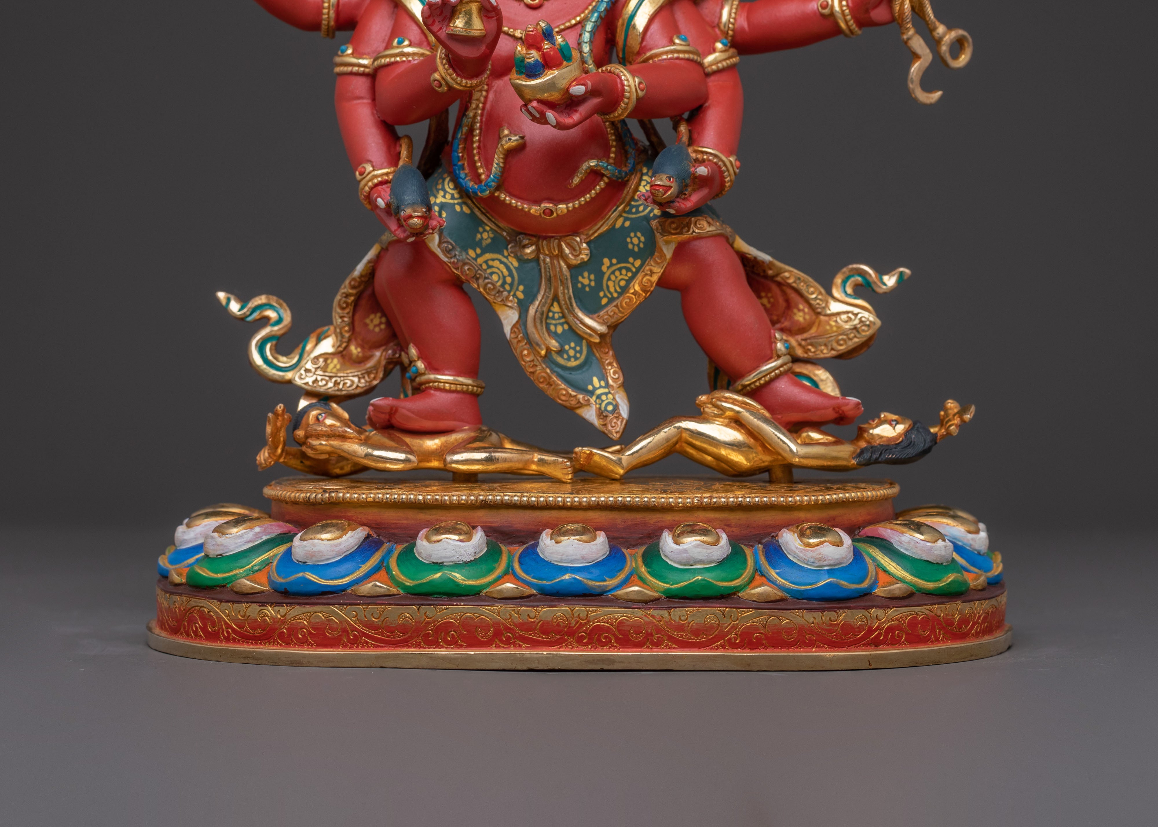 Red Dzambhala Spiritual Statue: Himalayan Handcrafted Artwork