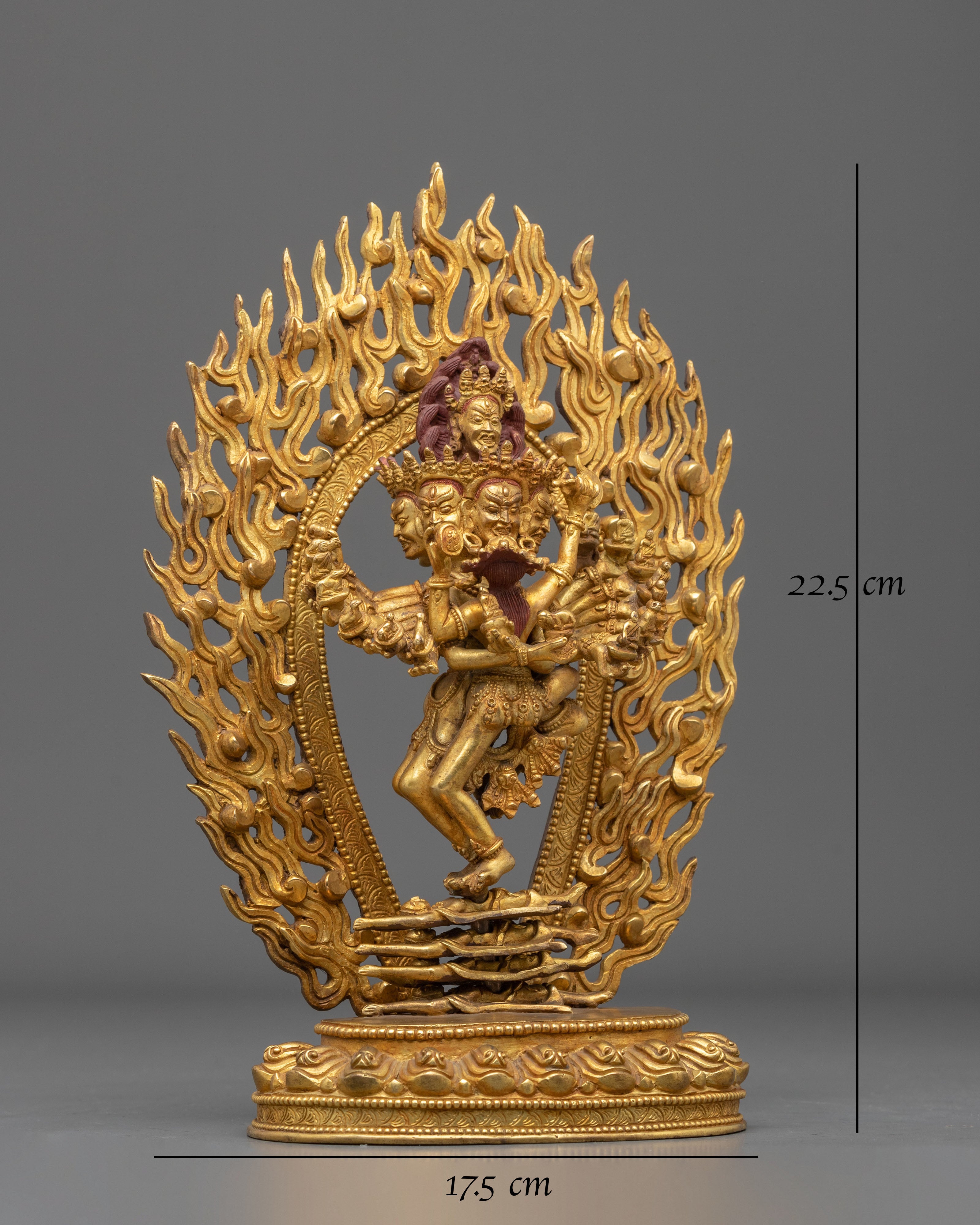 Buddhist Protector Hevajra Statue – 24K Gold Gilded Copper