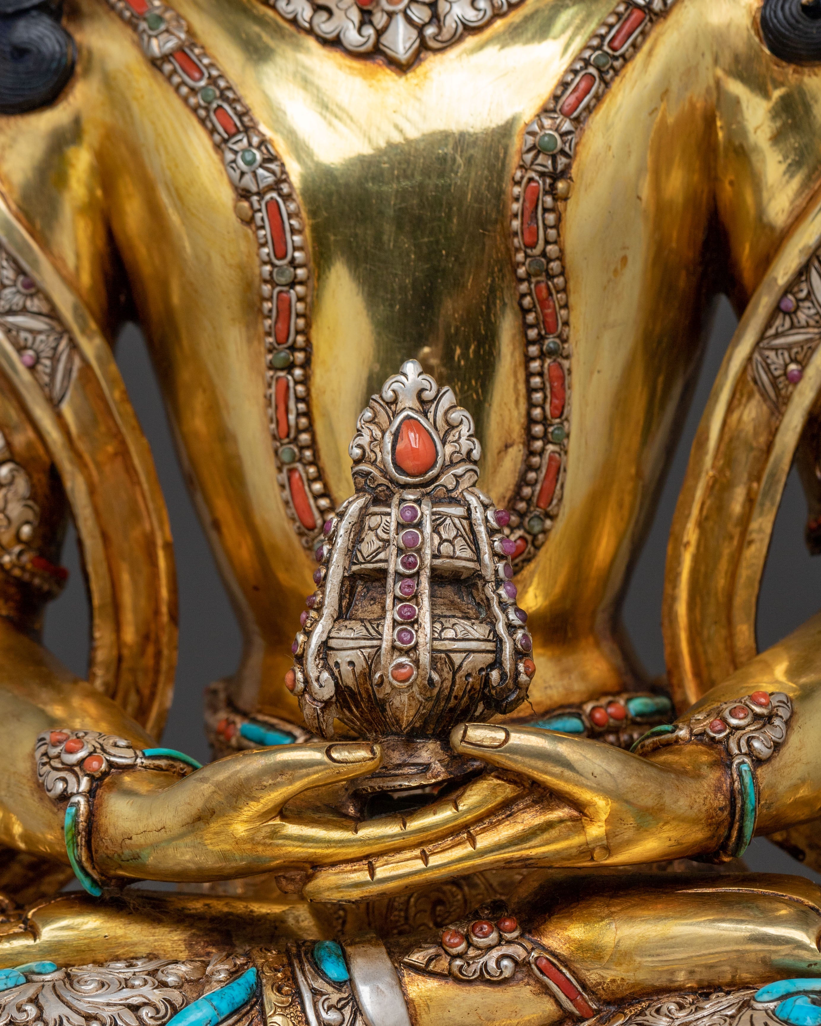 Amitayus 24k Gold Gilded Statue | Altar Home Decor
