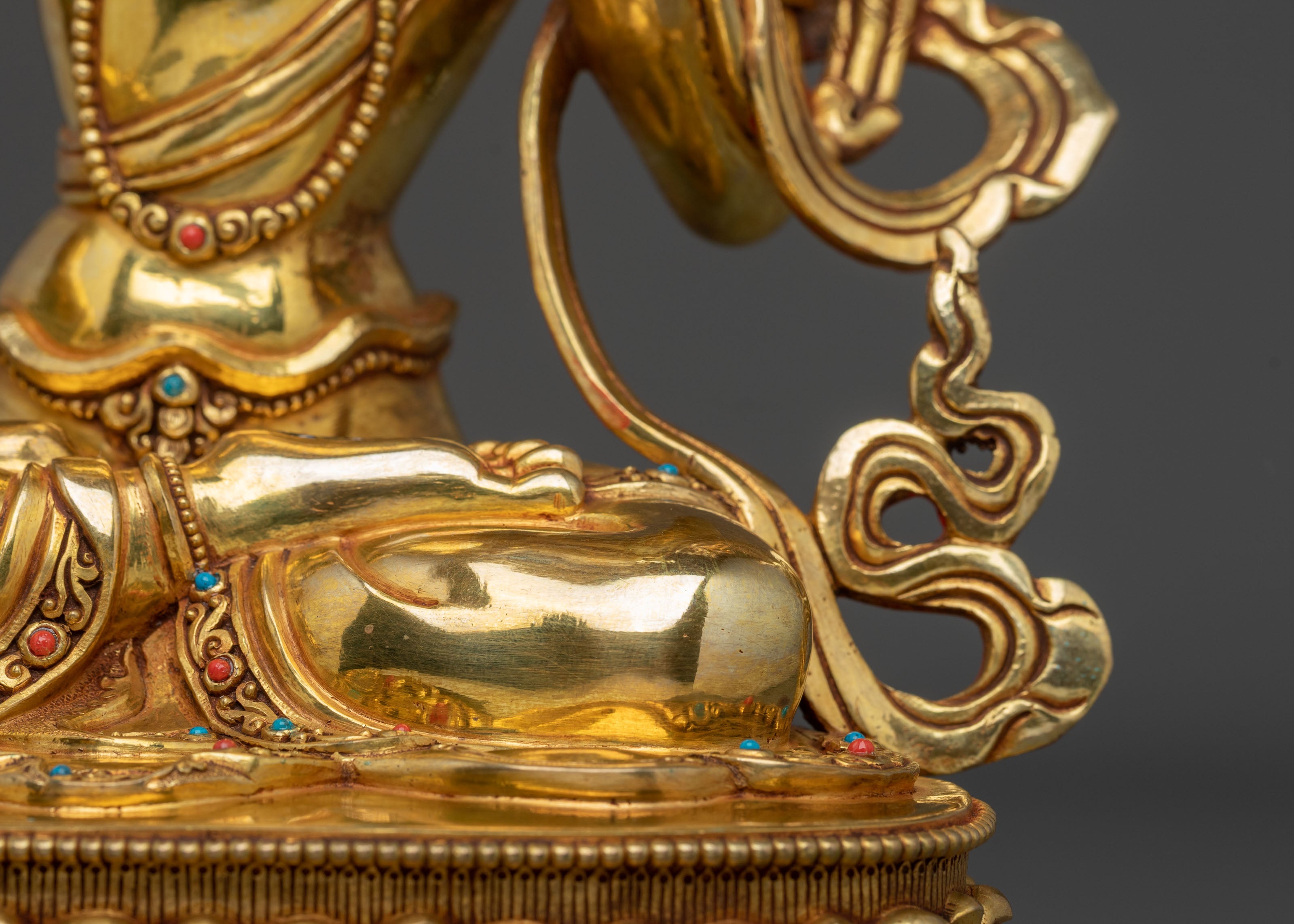 White Tara Longevity Meditation Shrine Sculpture: 24K Gold Gilded