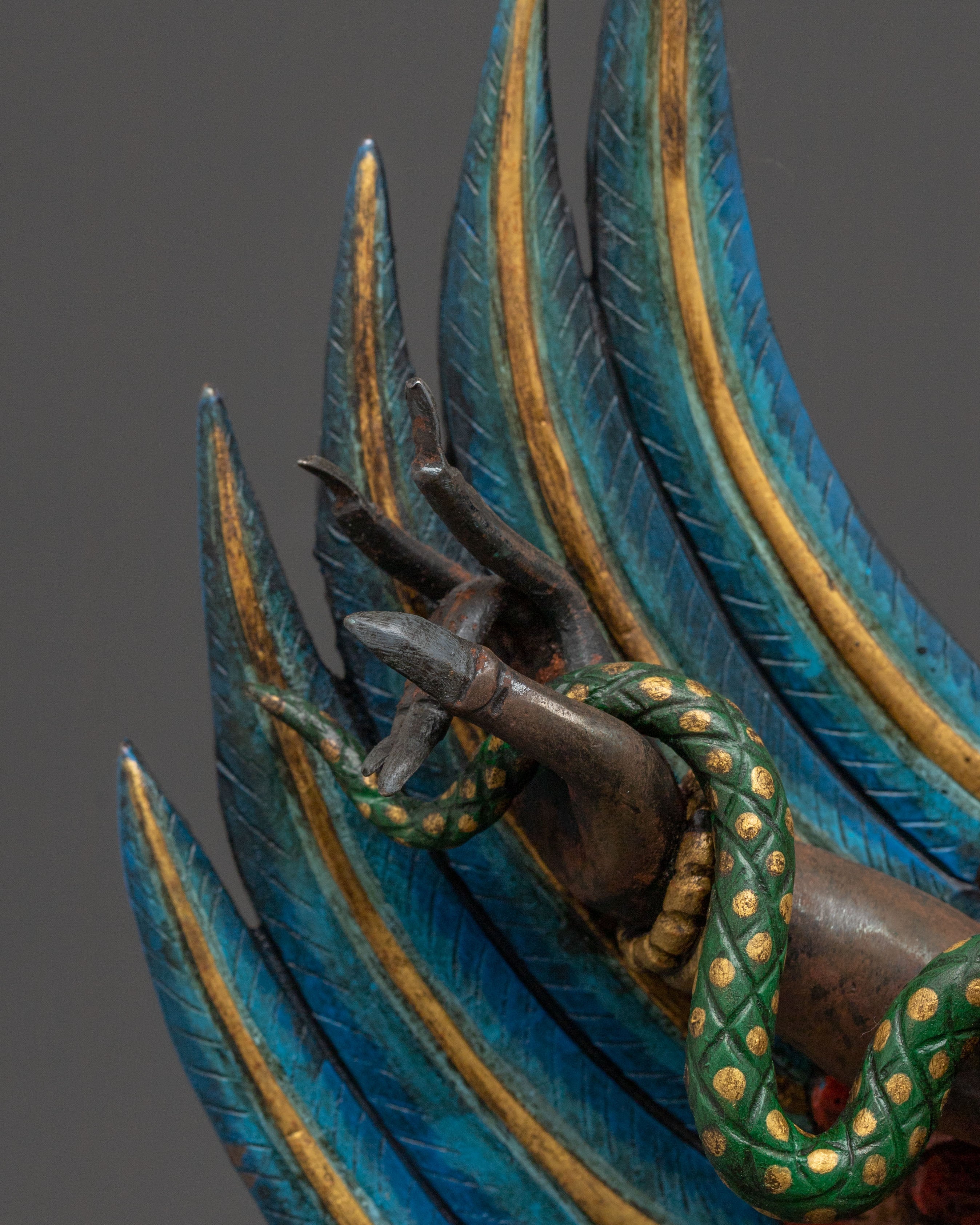 Garuda Fierce Protector Statue – Oxidized Copper Art
