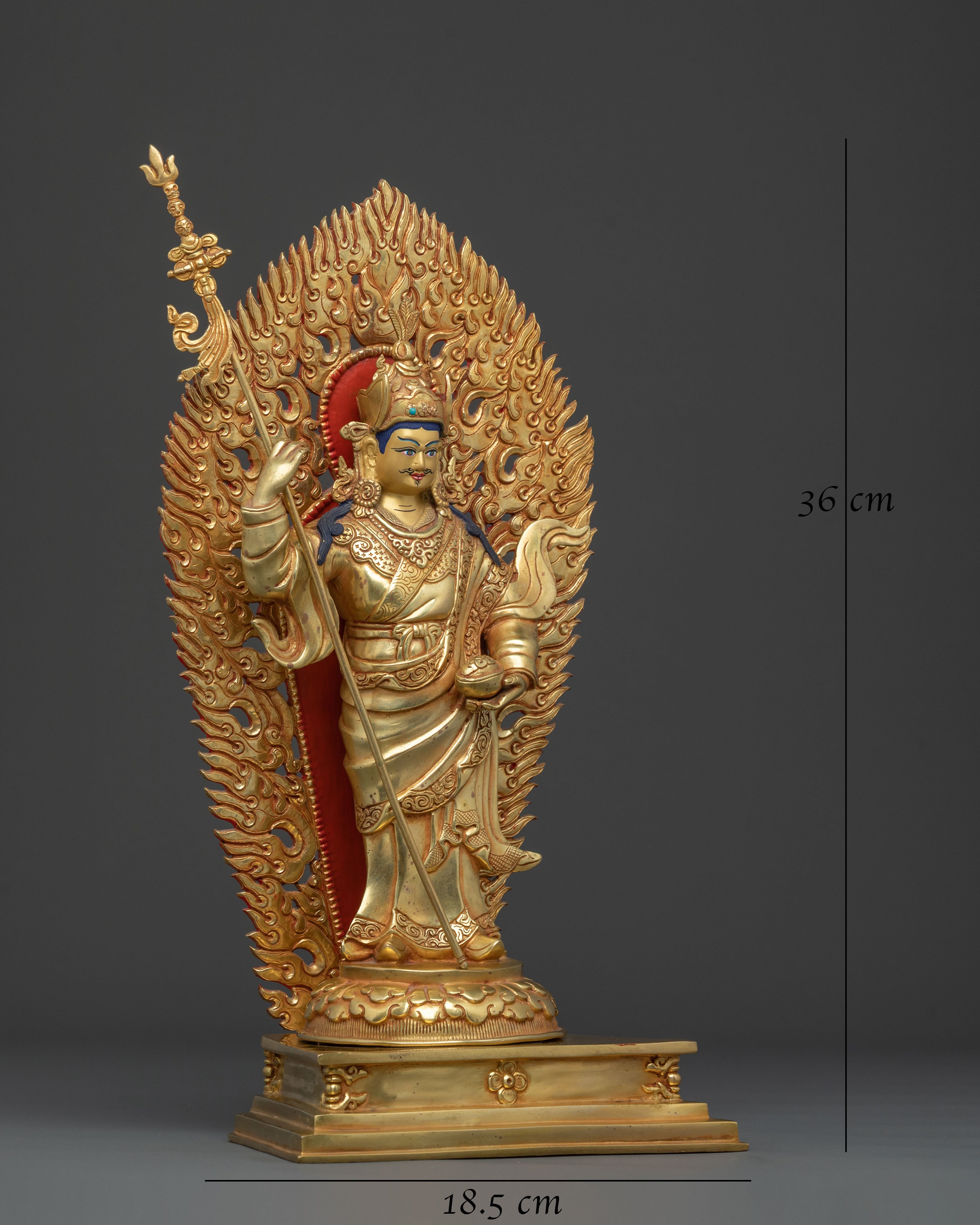 Dancing Guru Rinpoche: 24K Gold Gilded Figurine