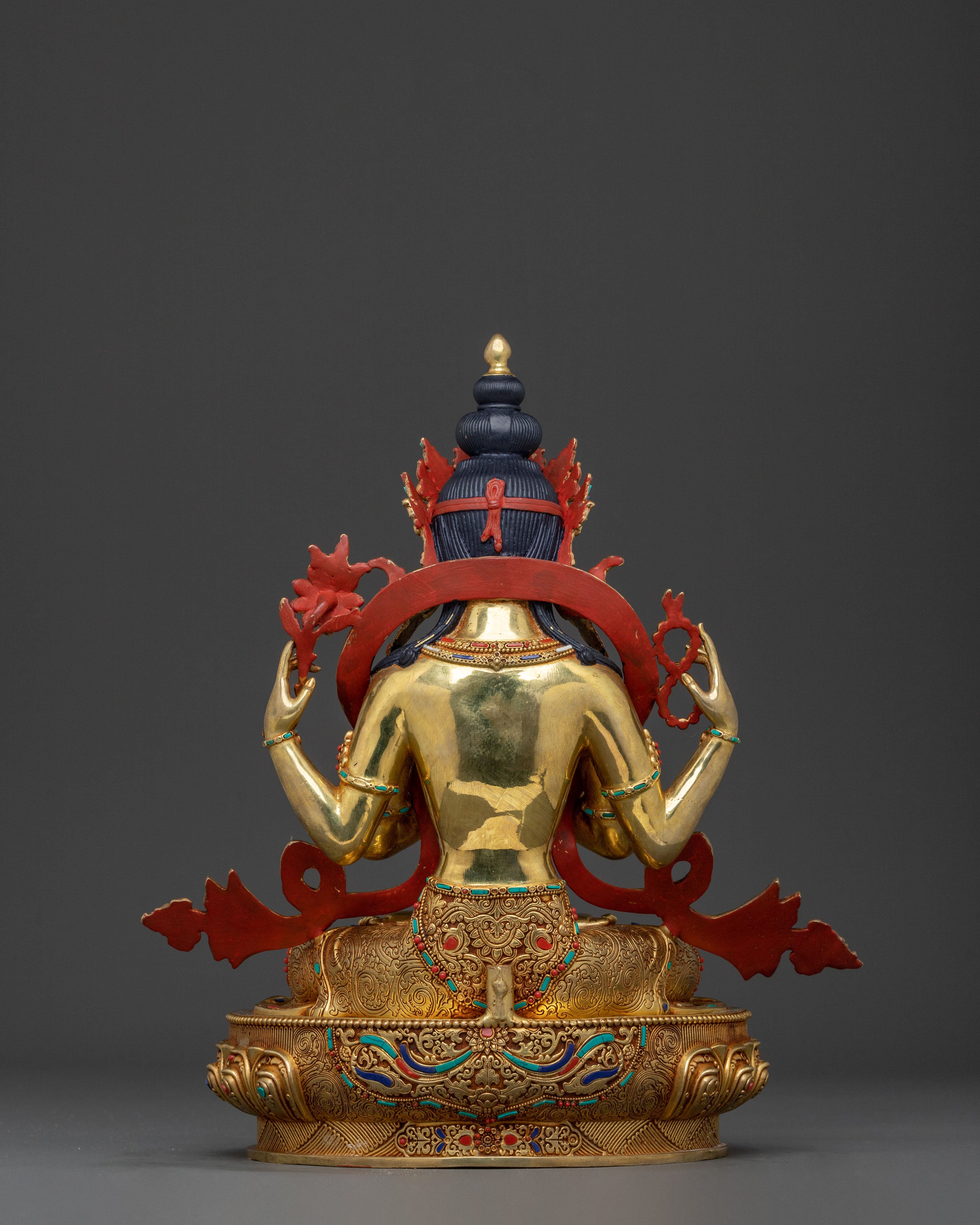 Chenrezig Sacred Statue: 24K Gold Gilded Bodhisattva