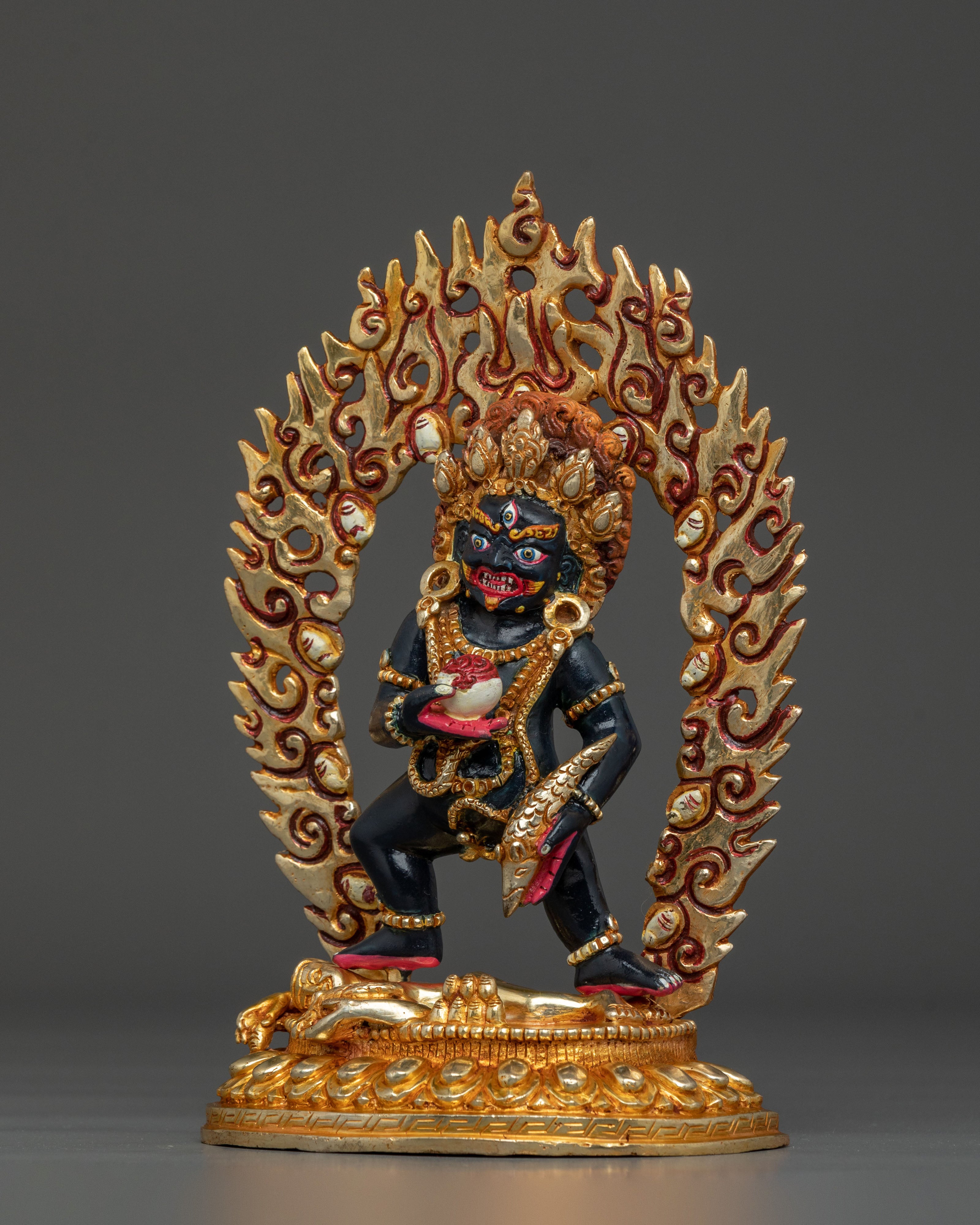 Black Dzambhala Protector Statue | Traditional Buddhist Deity Figure