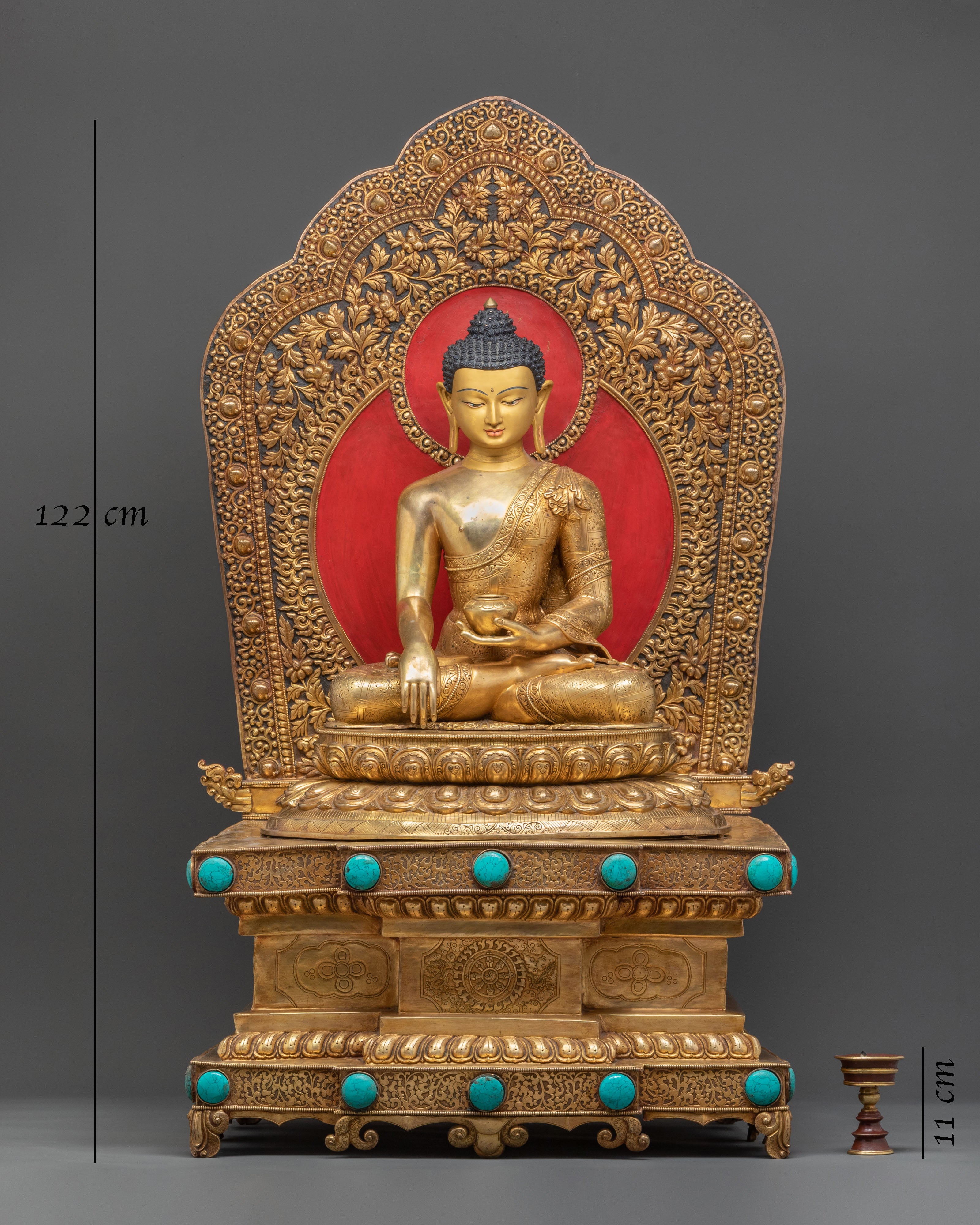 Shakyamuni Buddha Himalayan Statue Seated on a Throne