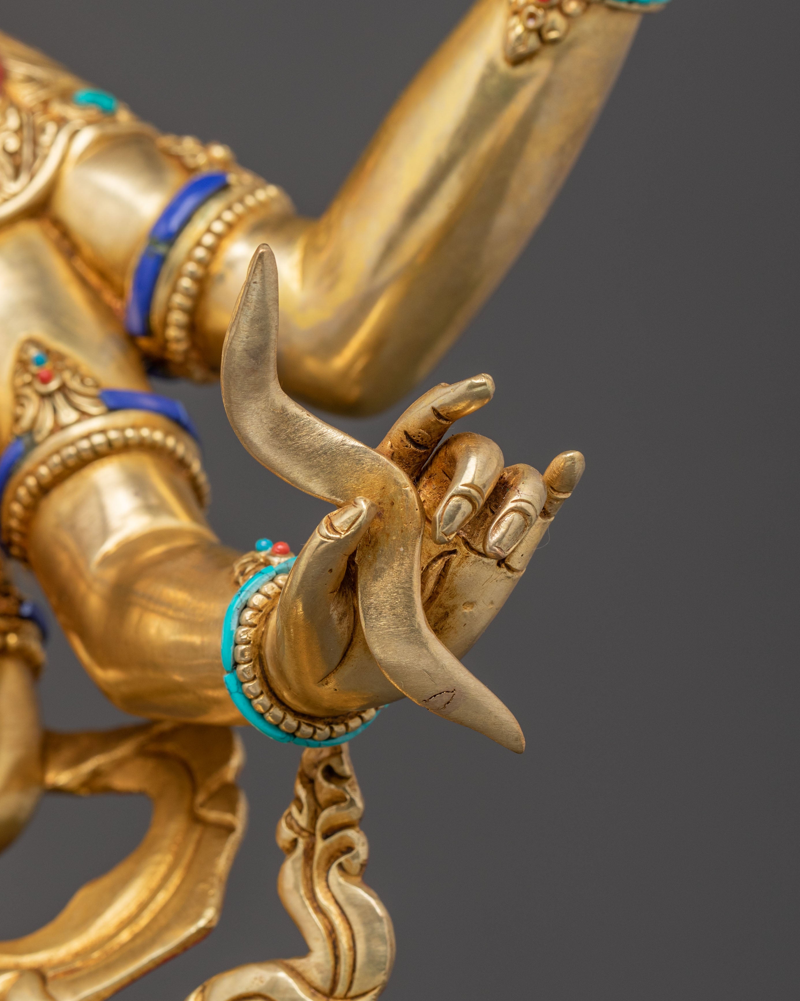 Three Life Long Deities Sacred Statue Set – Exquisite 24K Gold Gilded Copper