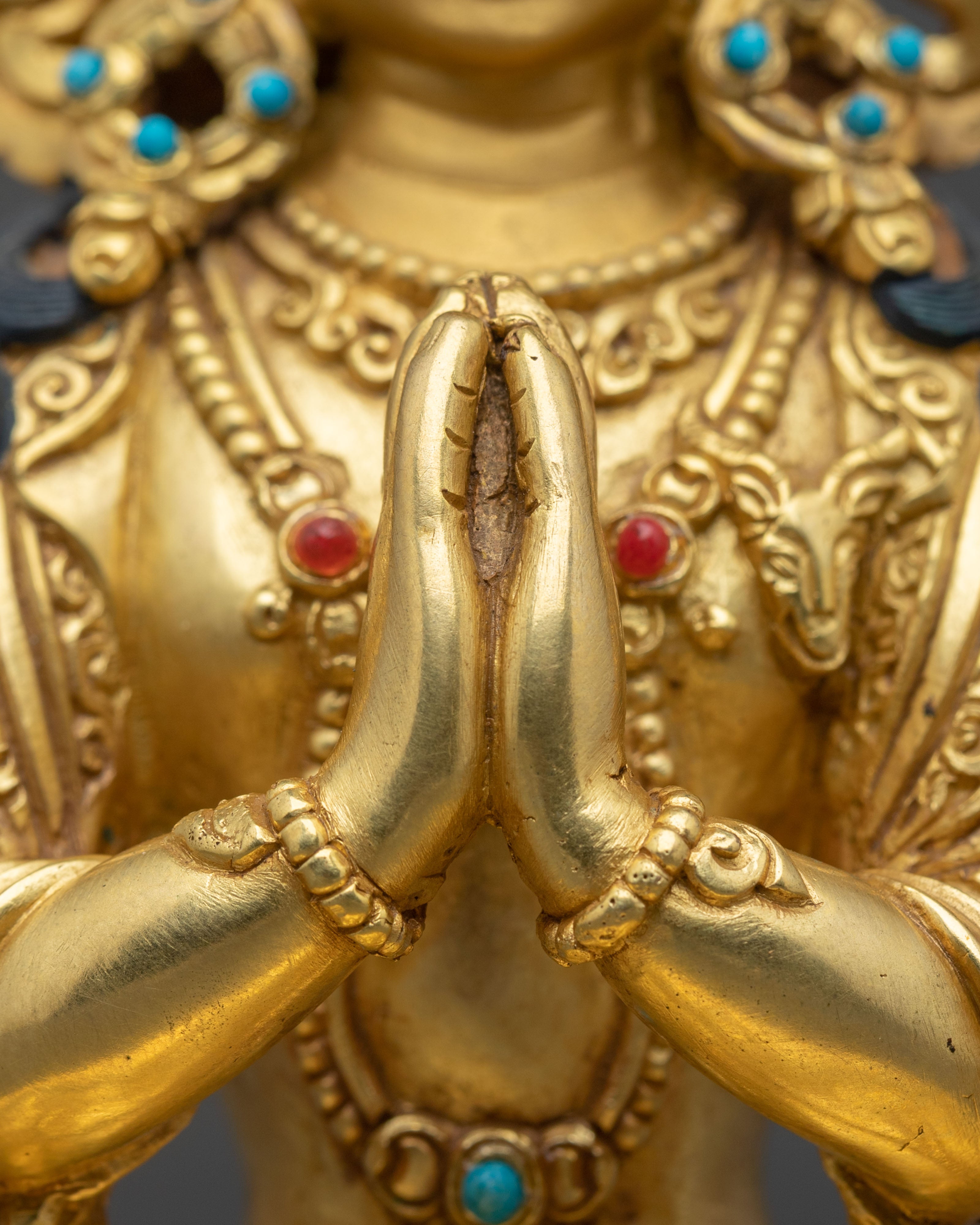 Chenrezig Lord of Compassion Sculpture – 24K Gold Gilded