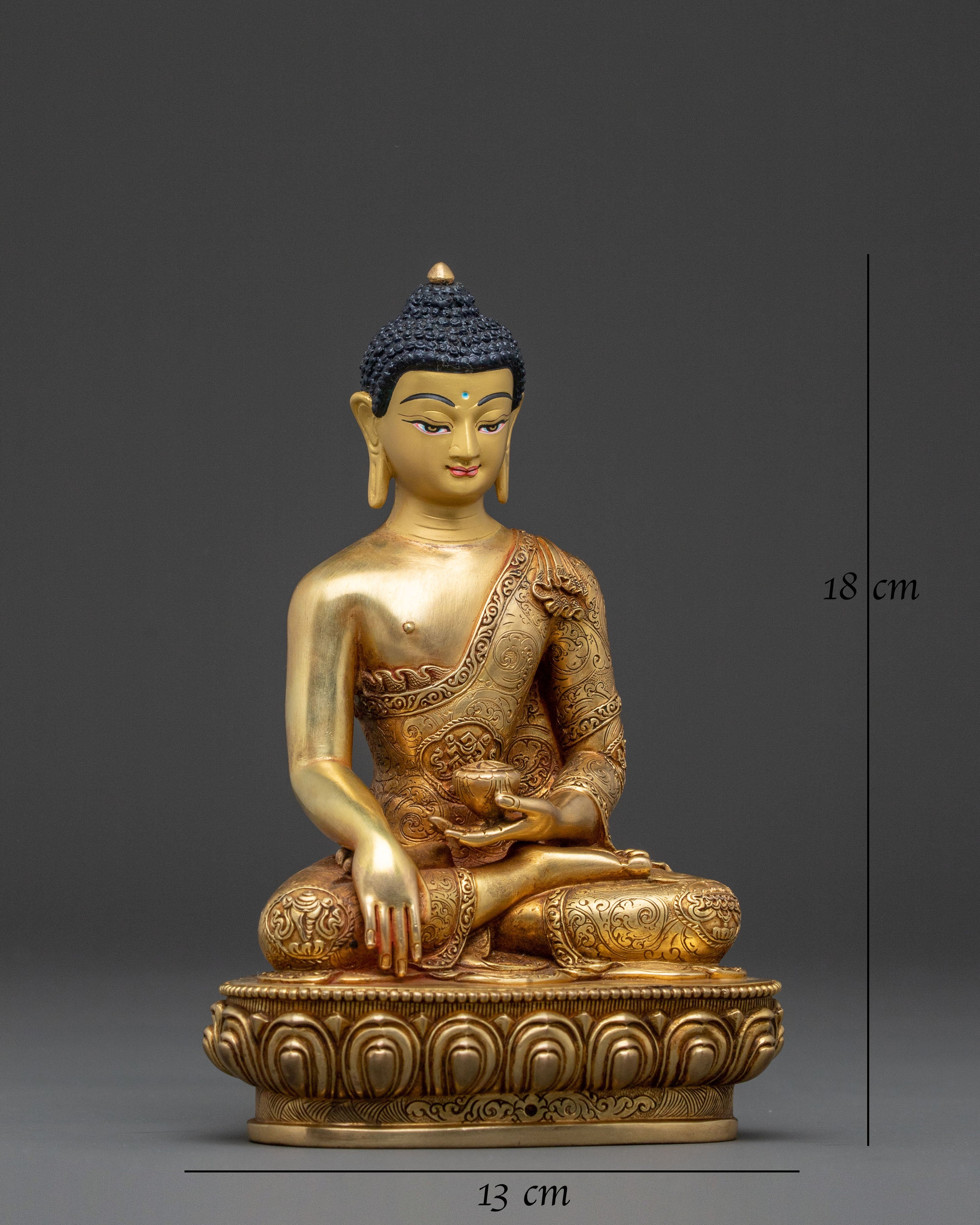 Shakyamuni Buddha Divine Statue - 24K Gold Gilded Figure