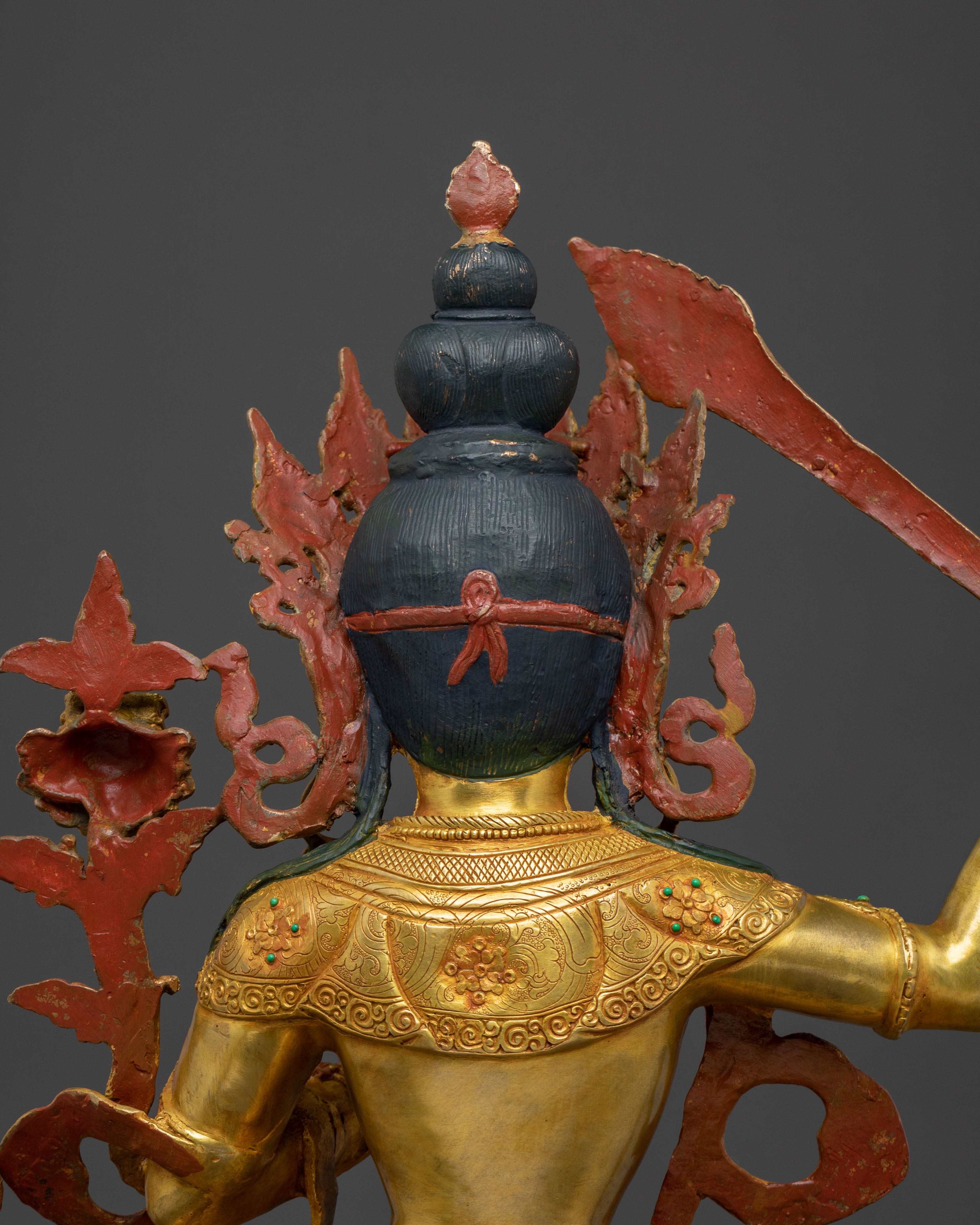 Manjushri 24k Gold Gilded Statue | Wisdom Figure