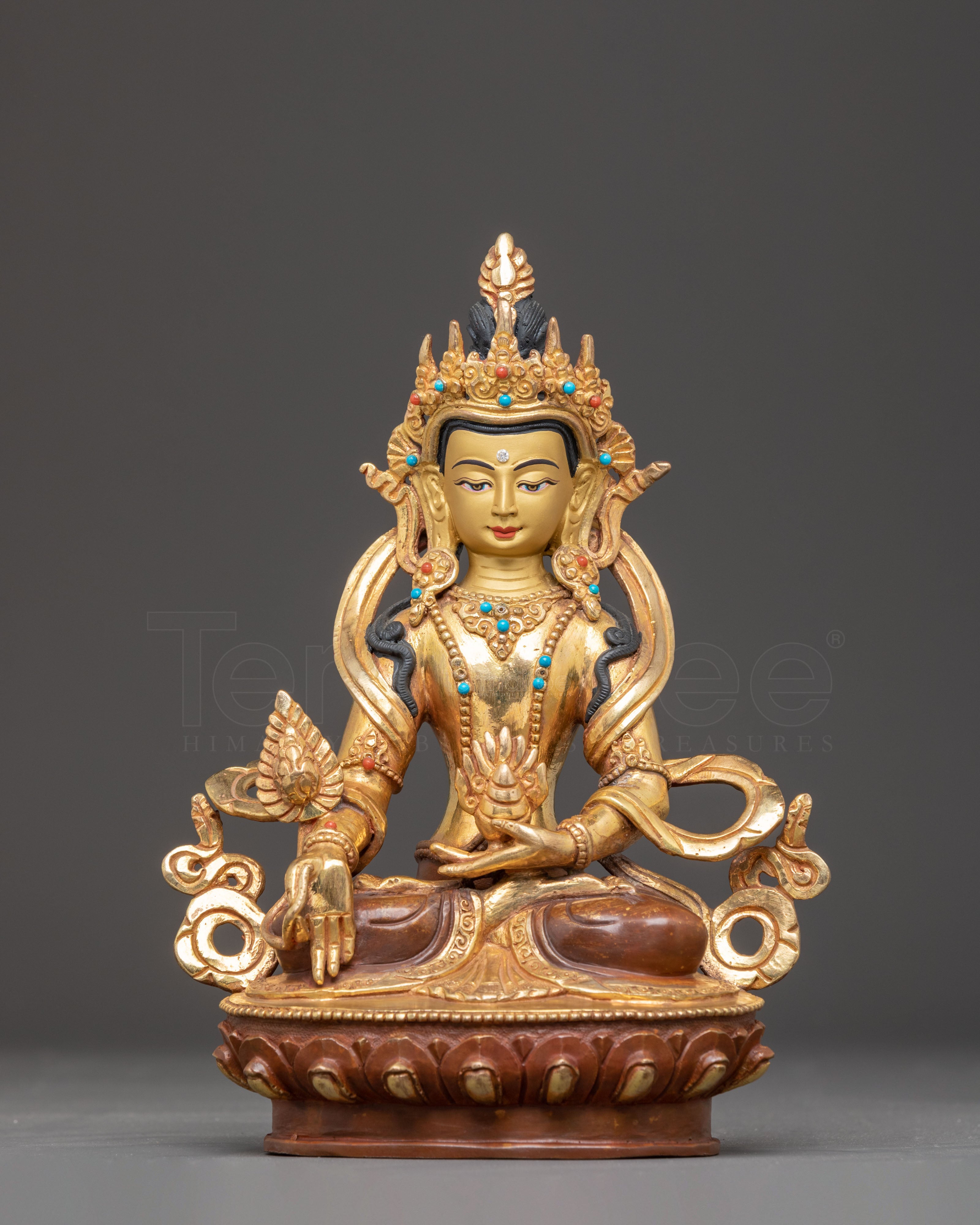 Handmade 24K Gold Glided Ksitigarbha Statue