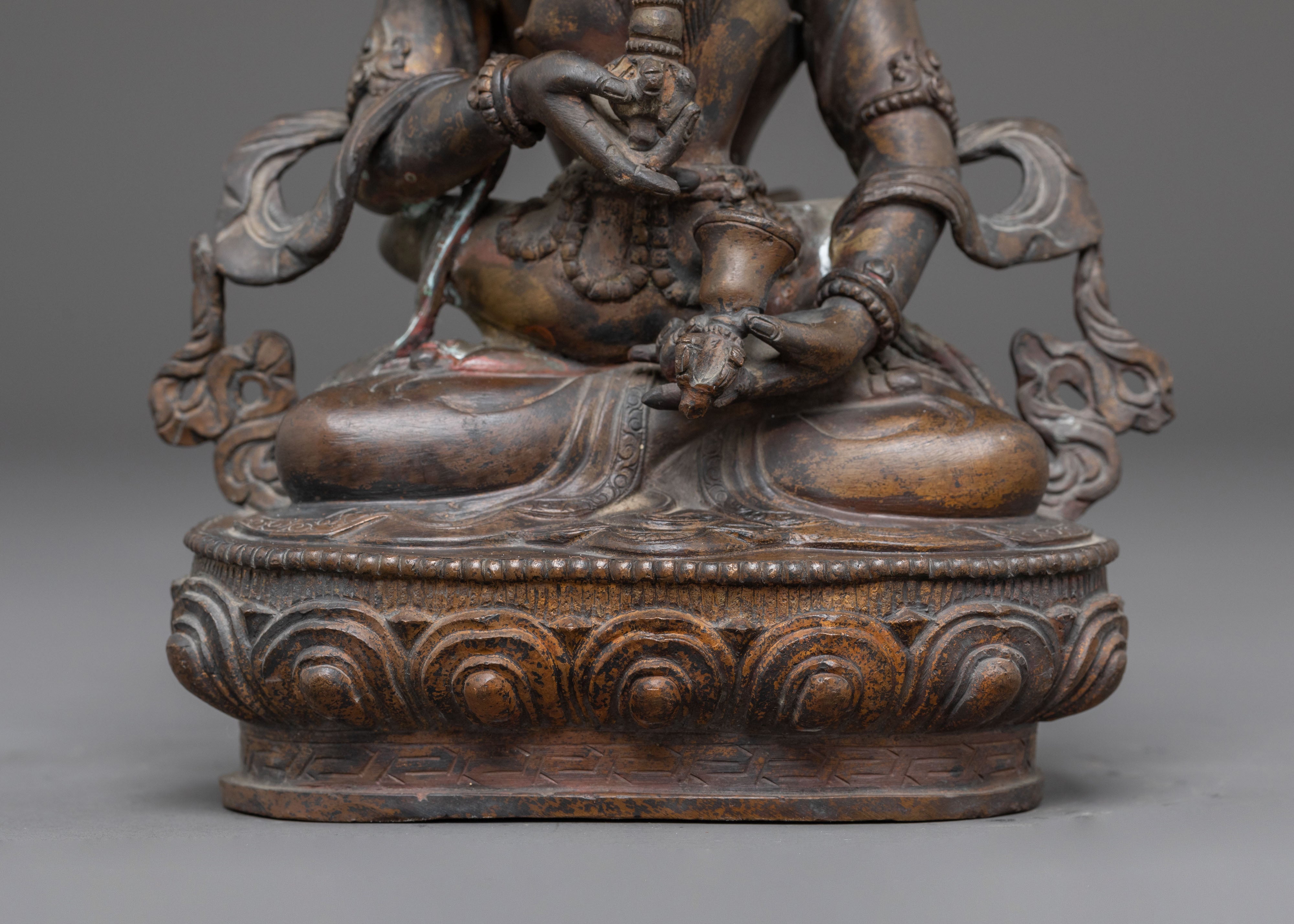 Buddhist Statue of Vajrasattva with Consort | Antique Finish