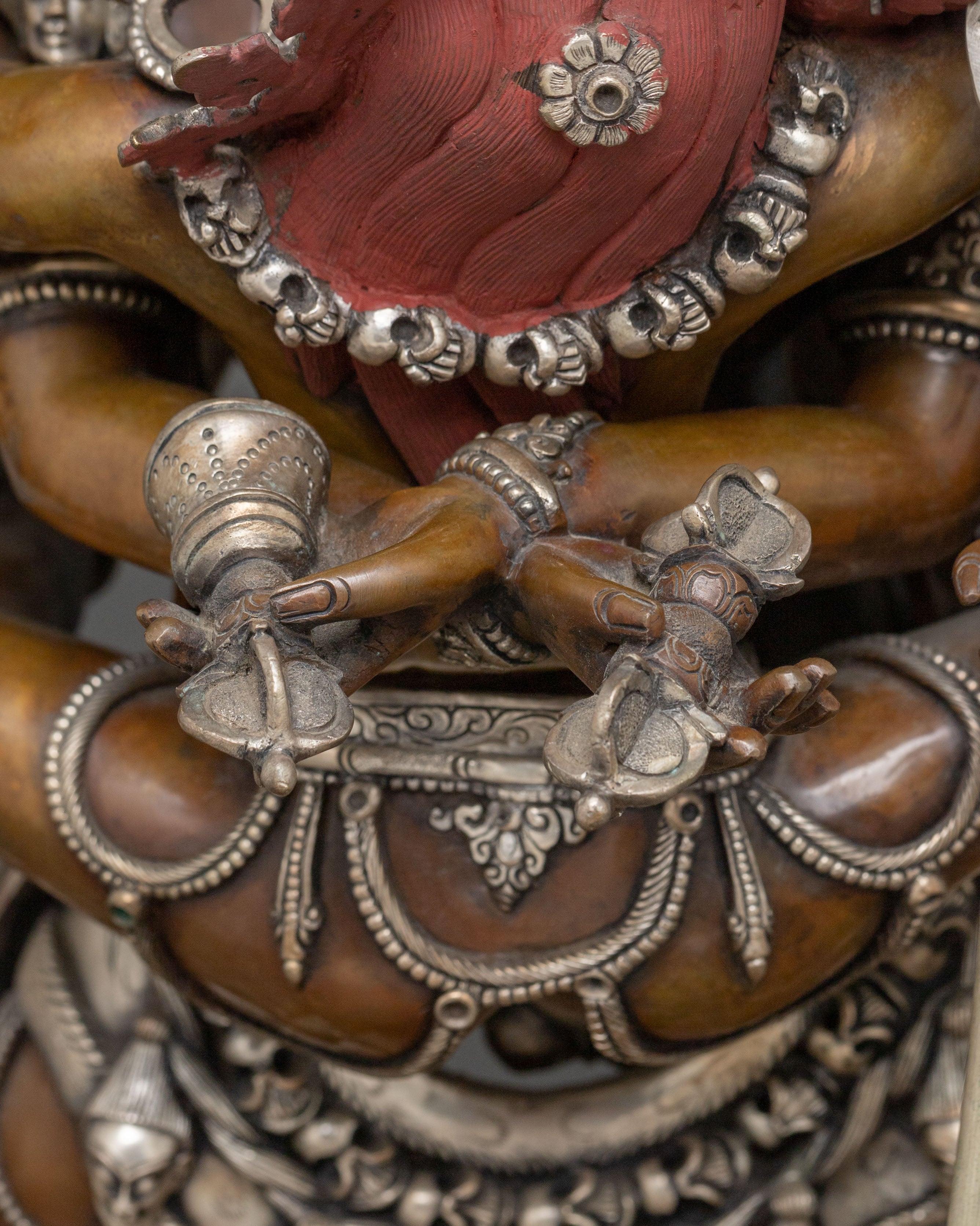 Chakrasamvara Oxidized Copper Statue | Silver-Plated
