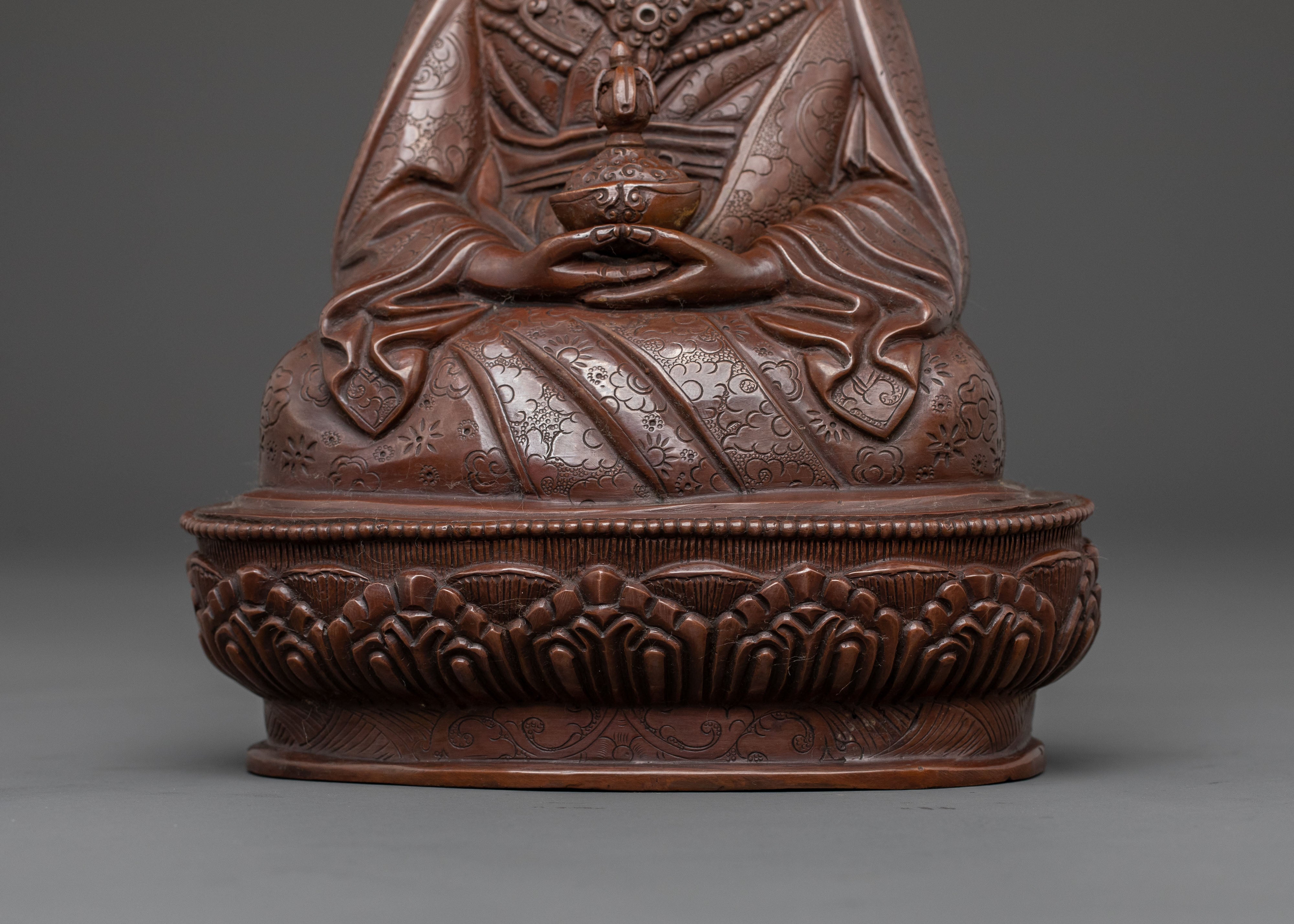 Guru Dewa Chenpo Oxidized Copper Statue for Altars