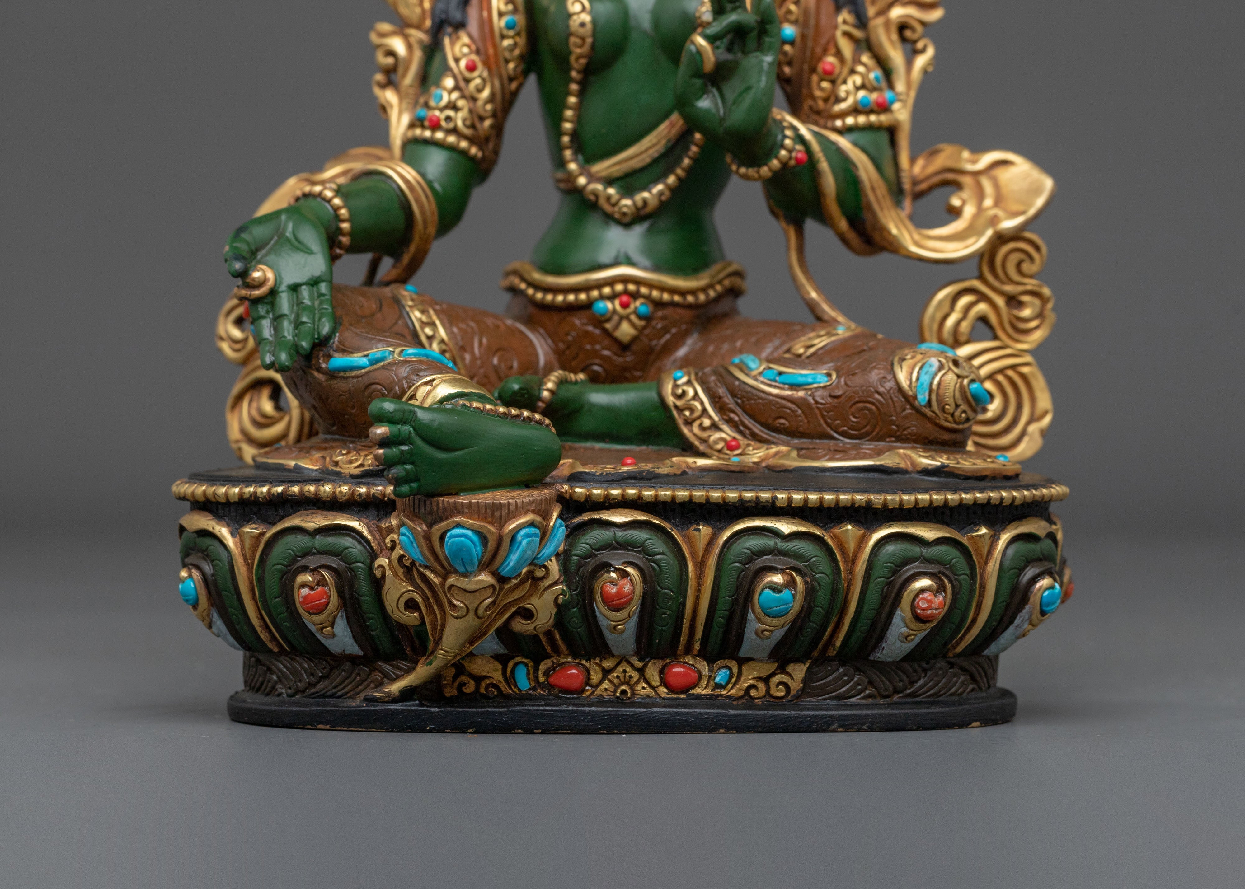 Tibetan Goddess Green Tara Statue | Home Decor