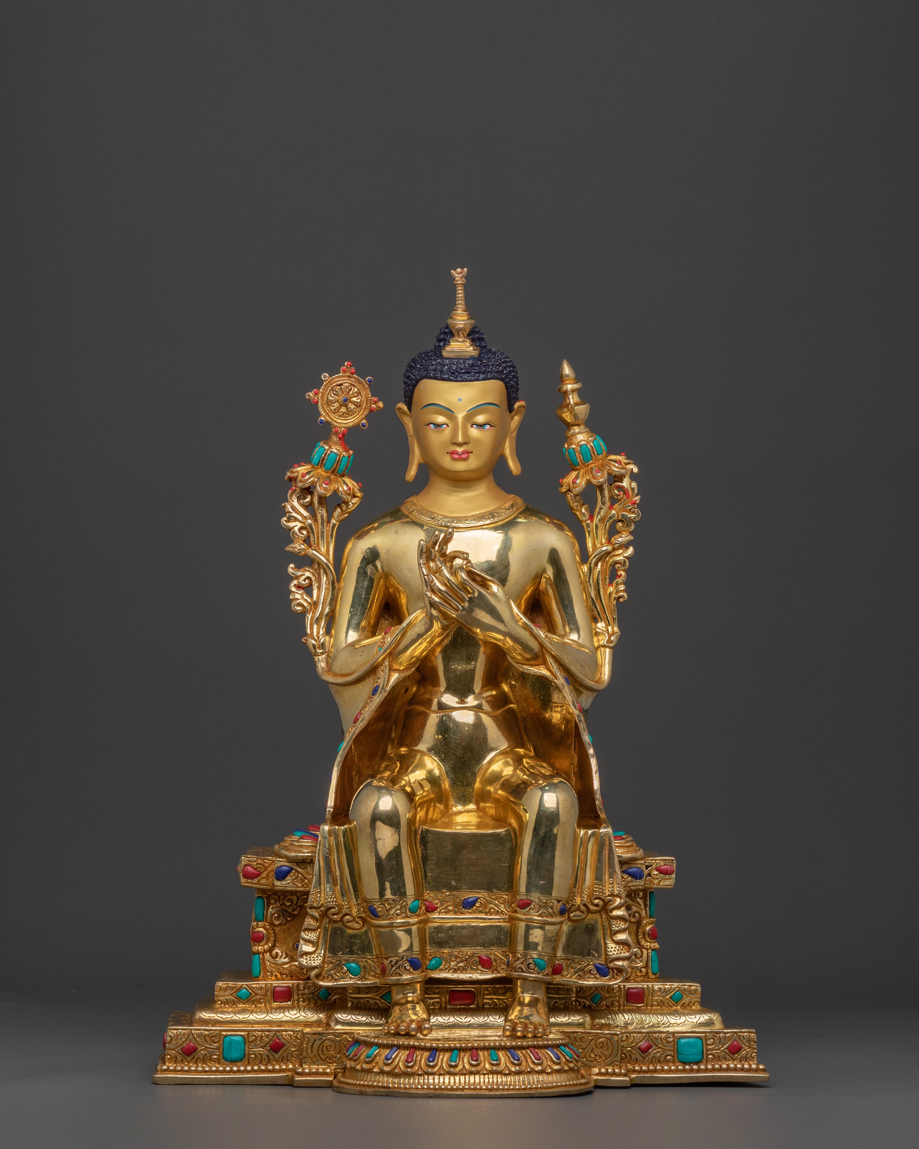 Maitreya Buddha Altar Statue | 24K Gold Gilded Icon