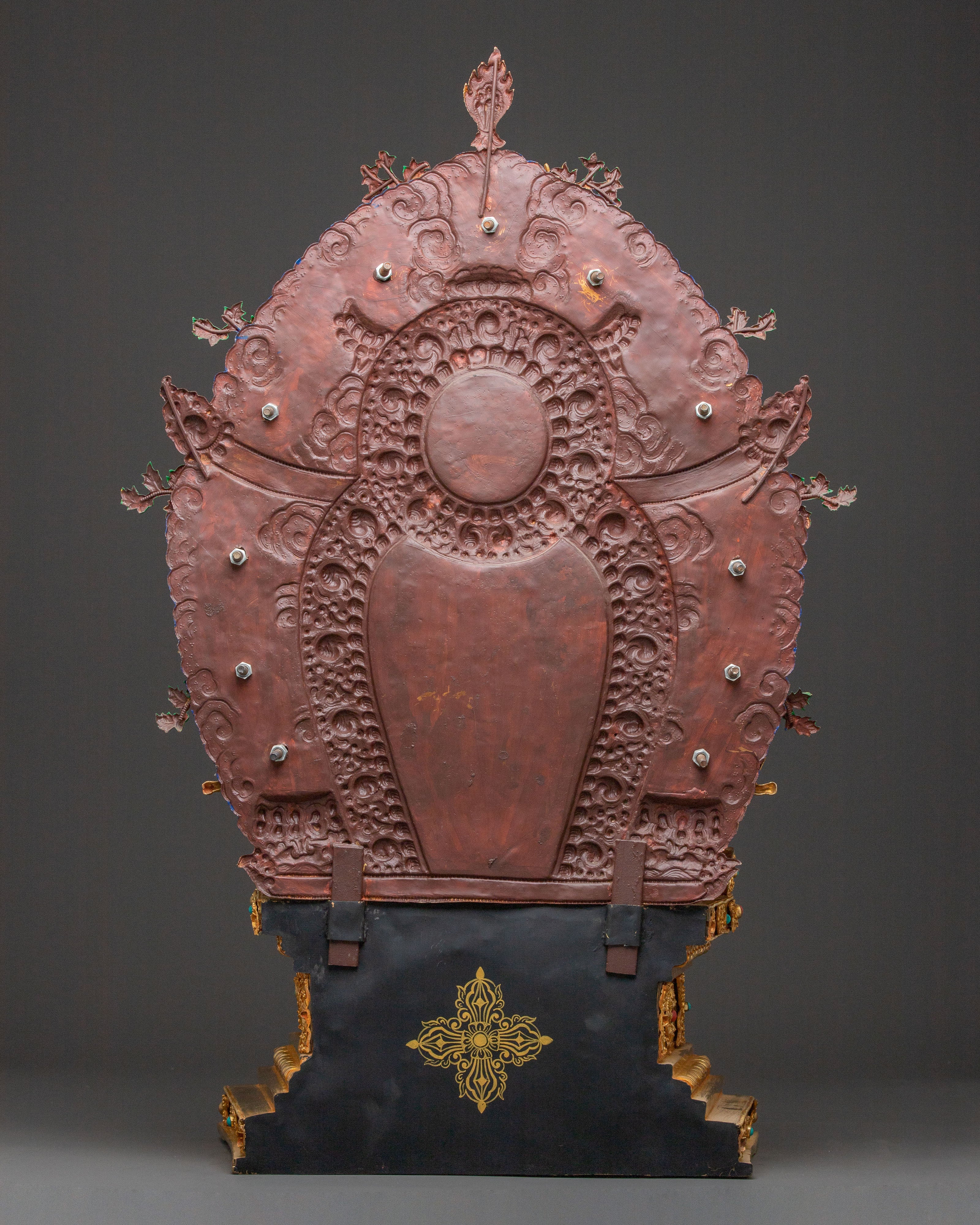 Sacred Statue of Chenrezig on Throne - Handcrafted Sacred Figure