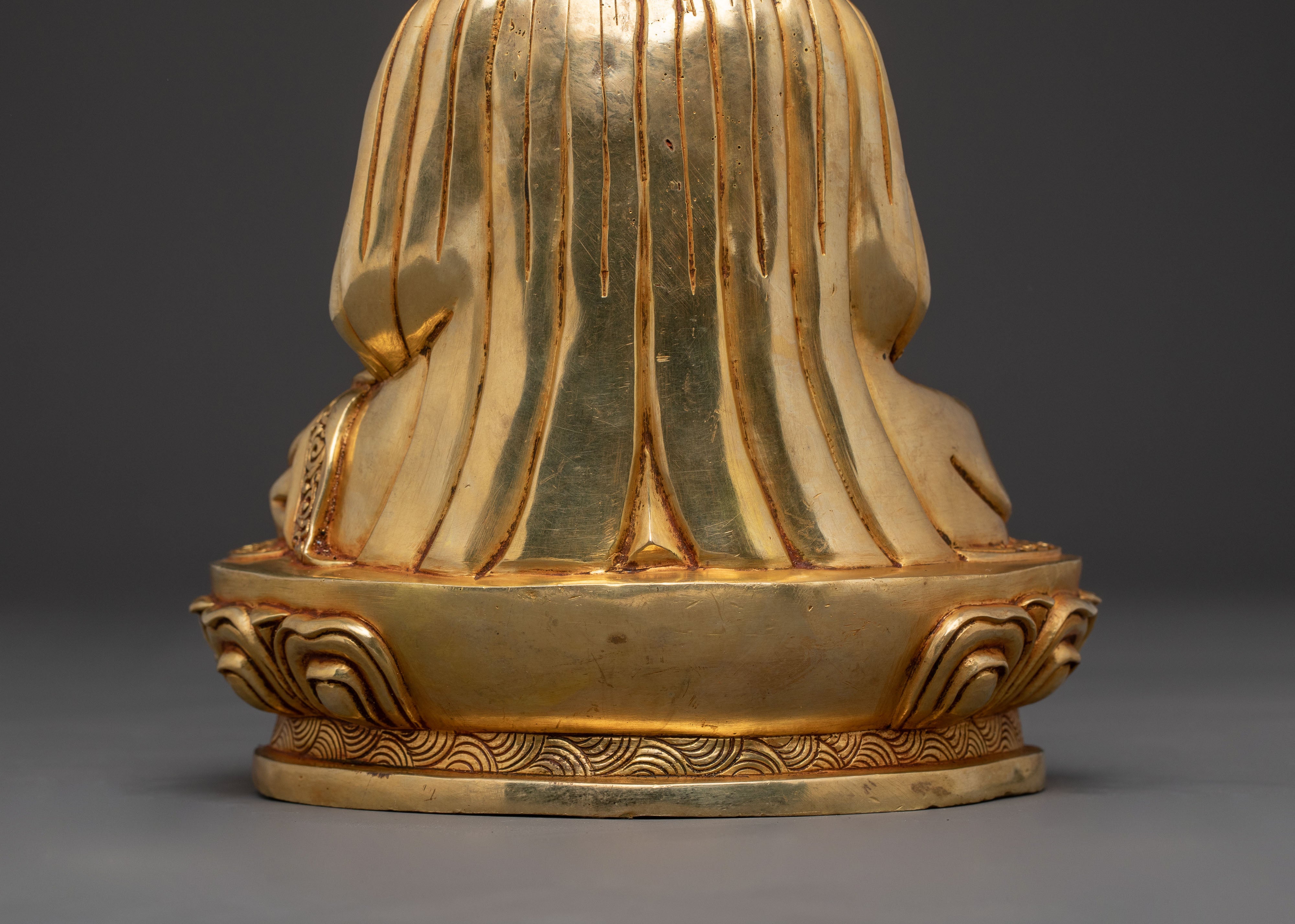 Handcrafted Guru Shapdum Sacred Statue – Radiant 24K Gold Gilded Copper