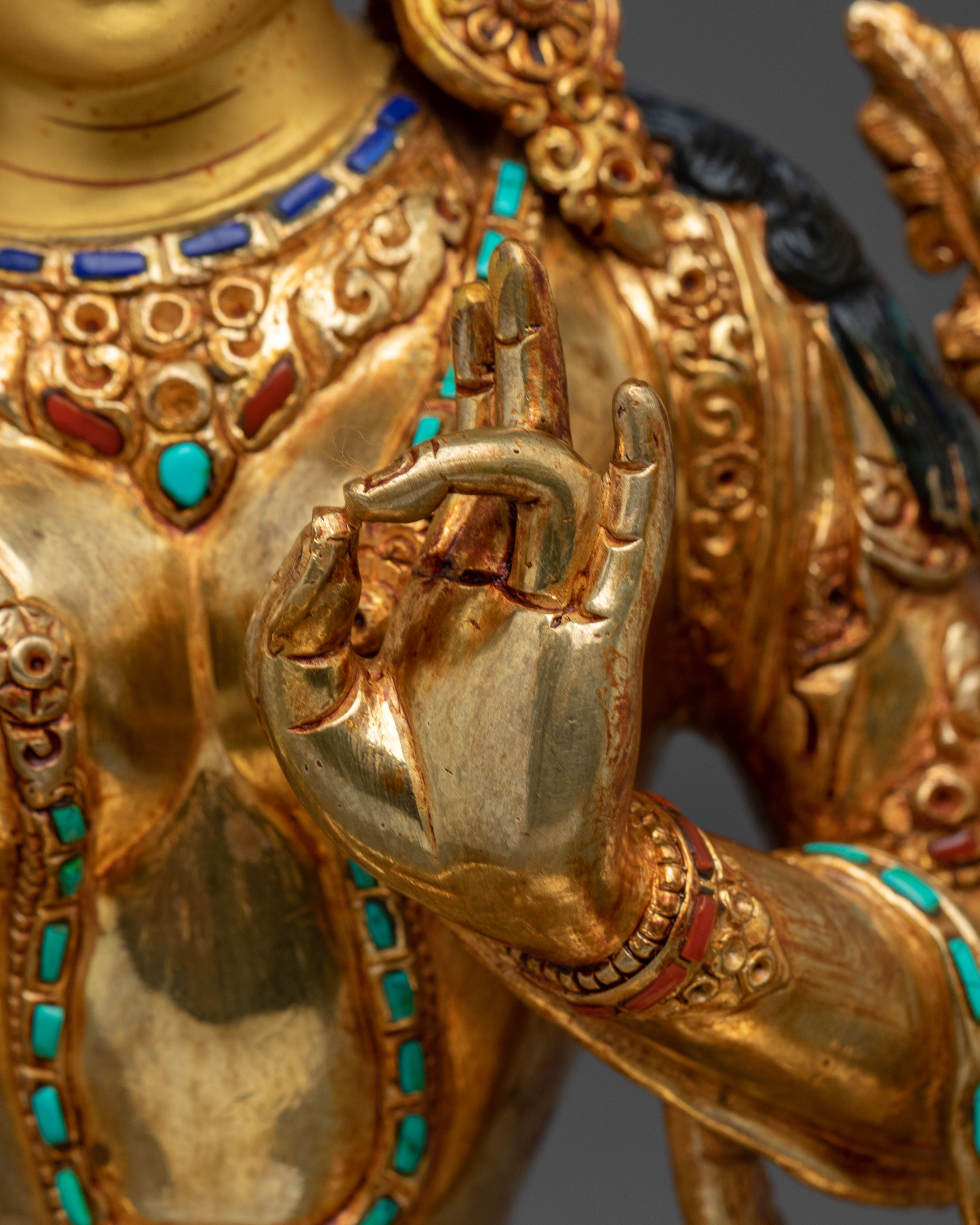 Handcrafted Copper Green Tara Statue | Embodiment of Compassionate Protection