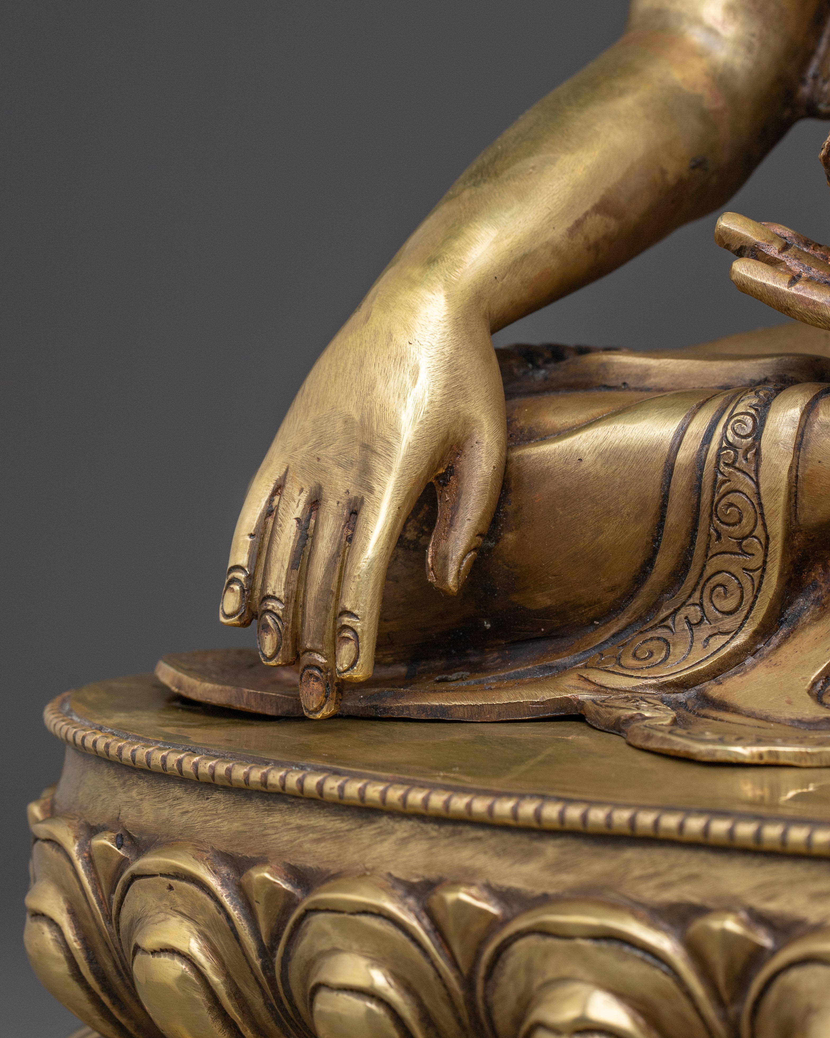 Radiant Brass Sculpture of Buddha Shakyamuni | Historical Gautama Buddha