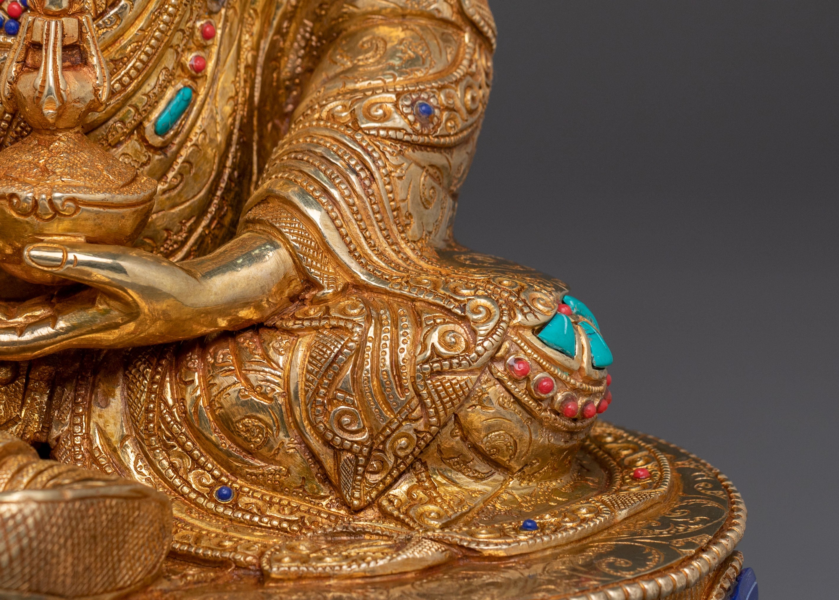 Exquisite 24K Gold Gilded Guru Rinpoche Statue