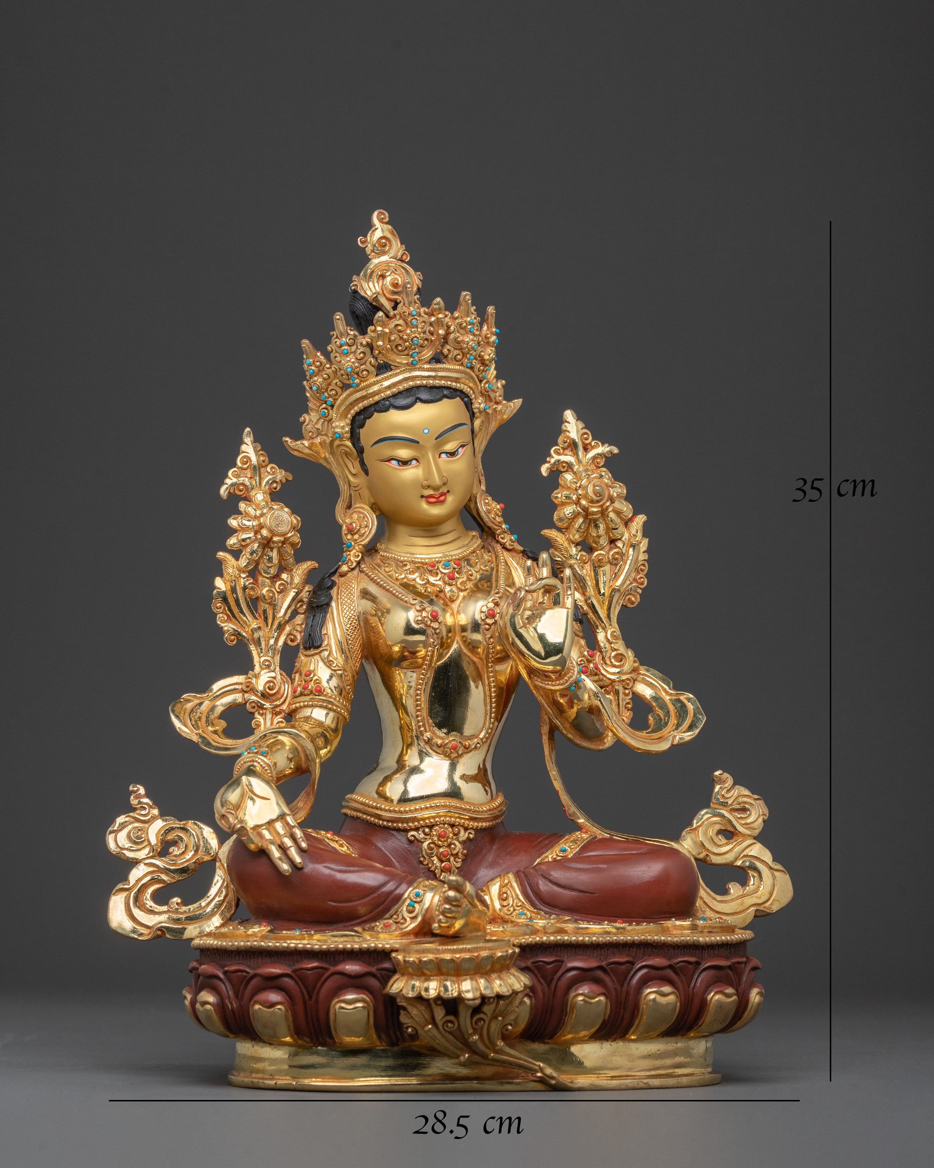 Green Tara Meditation Statue | Handcrafted Serenity