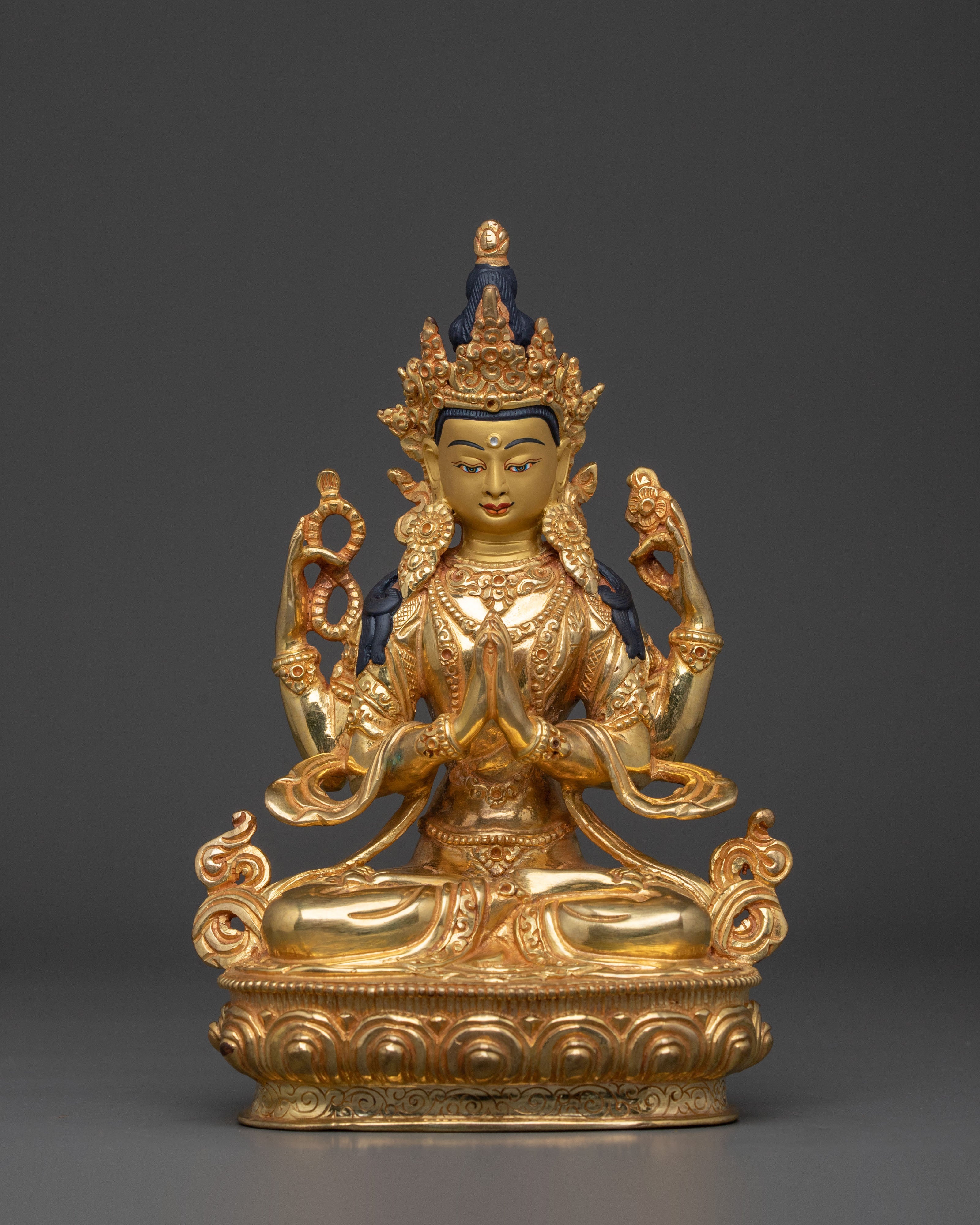 Four Armed Chenrezig Spiritual Sculpture | Symbol of Compassion