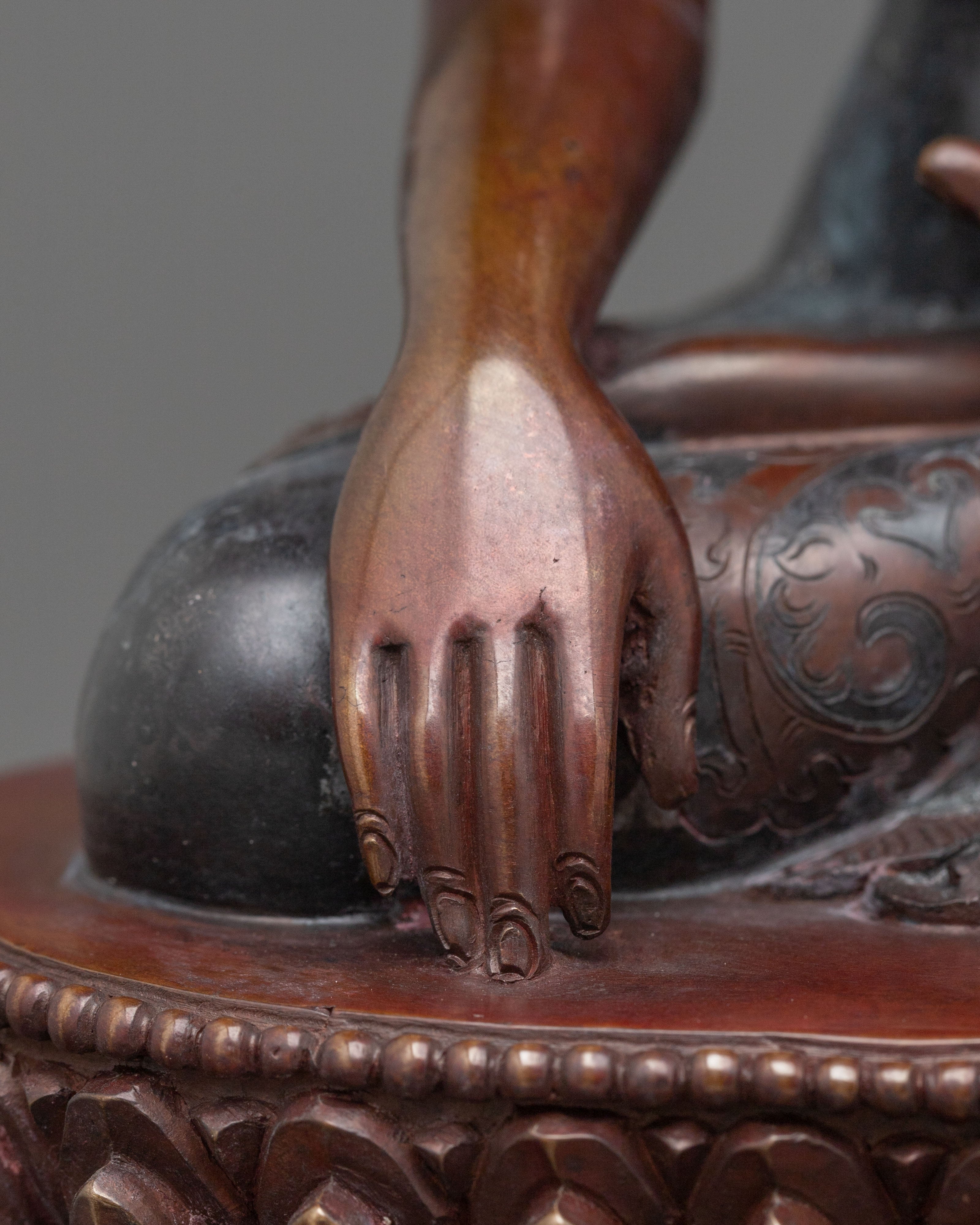 Shakyamuni Buddha Sculpture | Oxidized Copper Altar Statue
