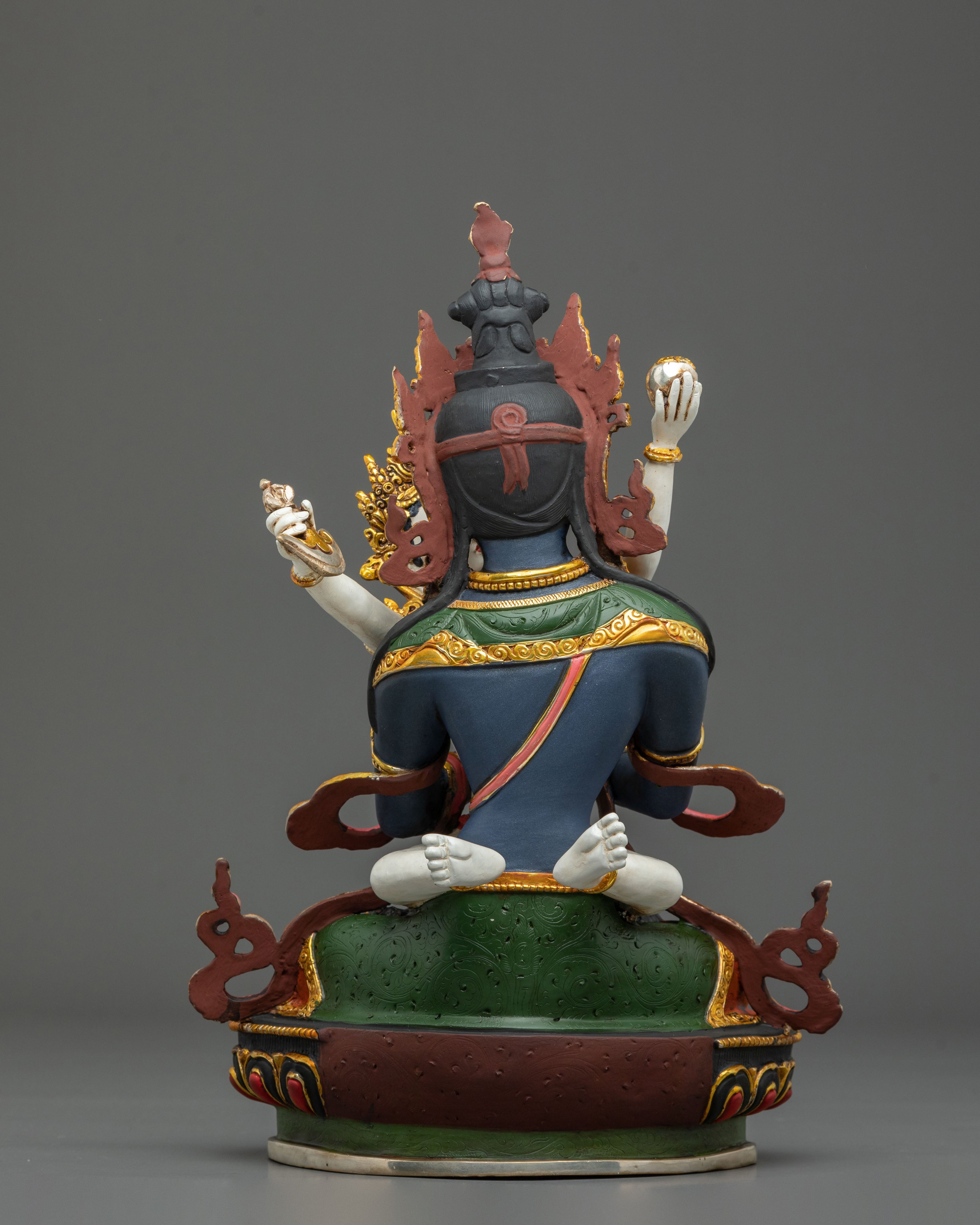 Vajradhara Statue with Consort | Gold & Acrylic Painted Figurine