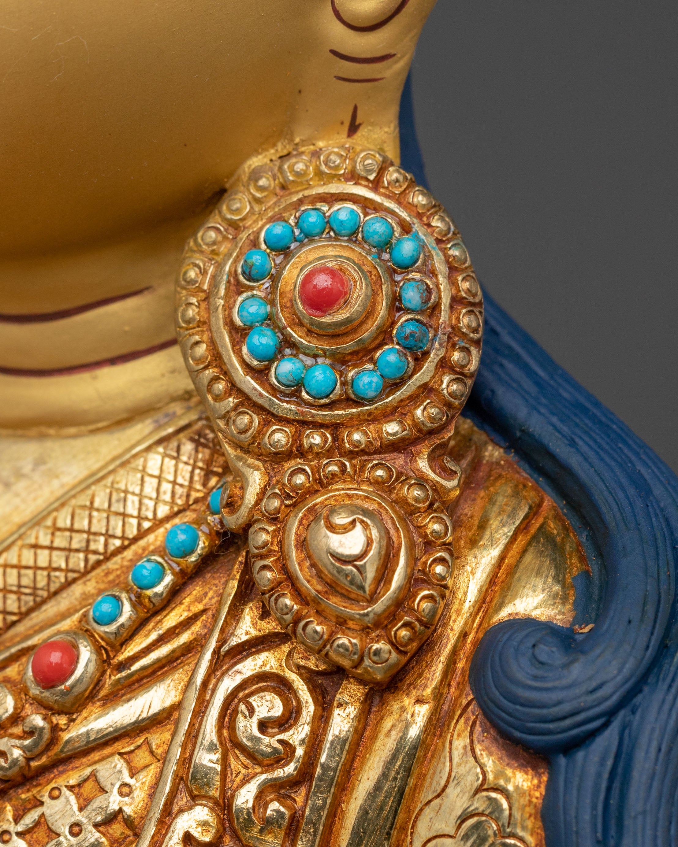 Tibetan Guru Norla Buddhist Sculpture with Antique Finish