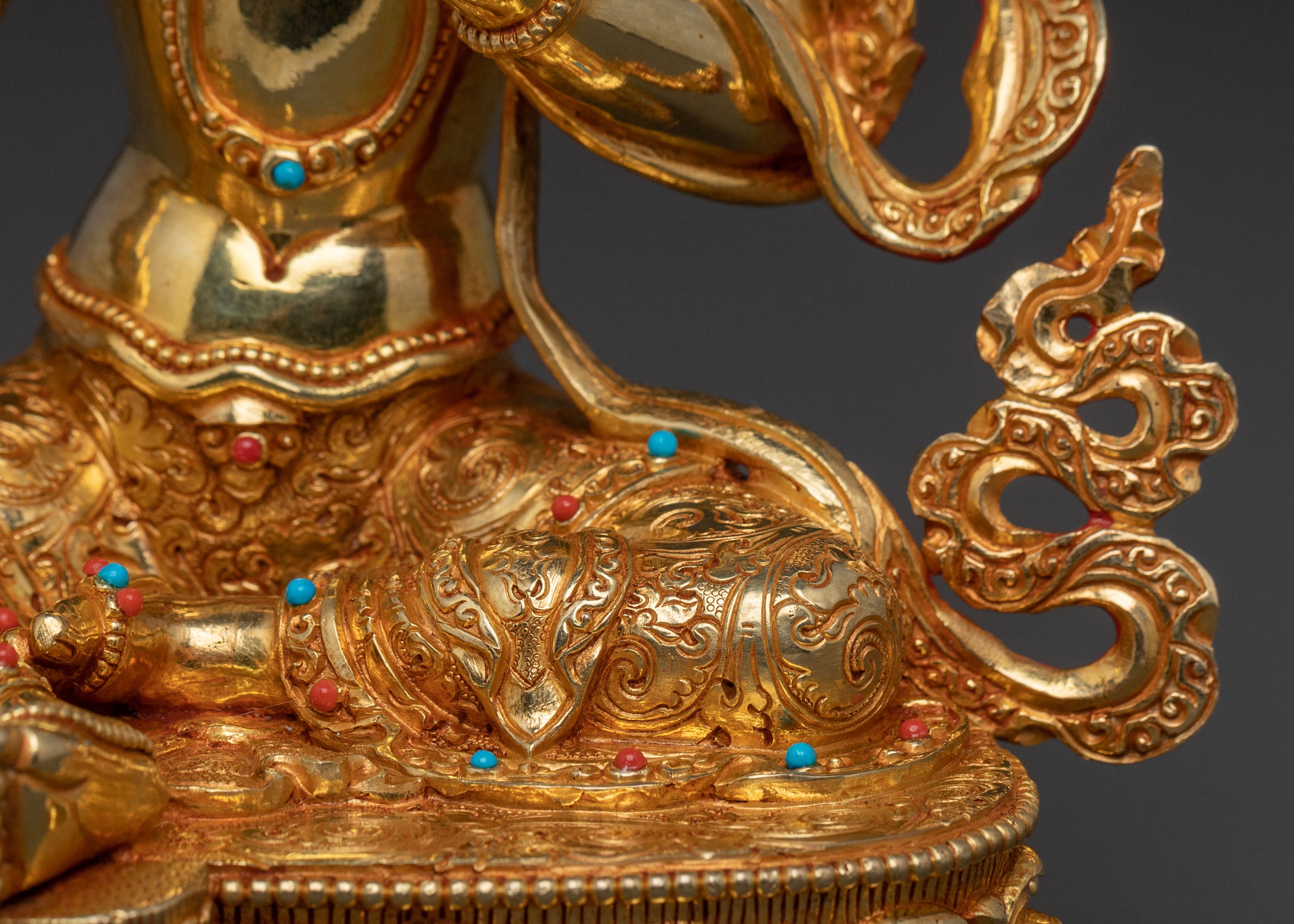Green Tara Goddess Icon | 24K Gold Gilded Statue