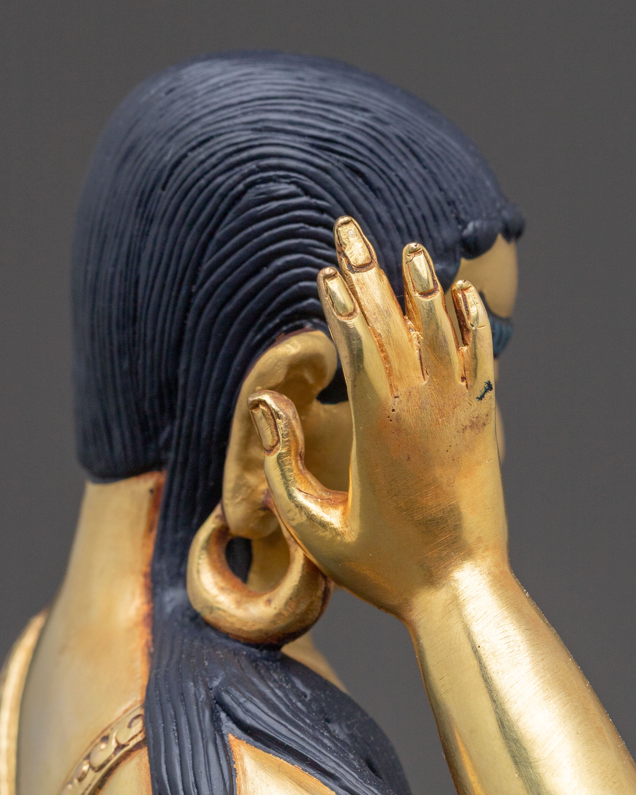 Tibetan Milarepa Buddhist Statue – 24K Gold Gilded Copper Statue