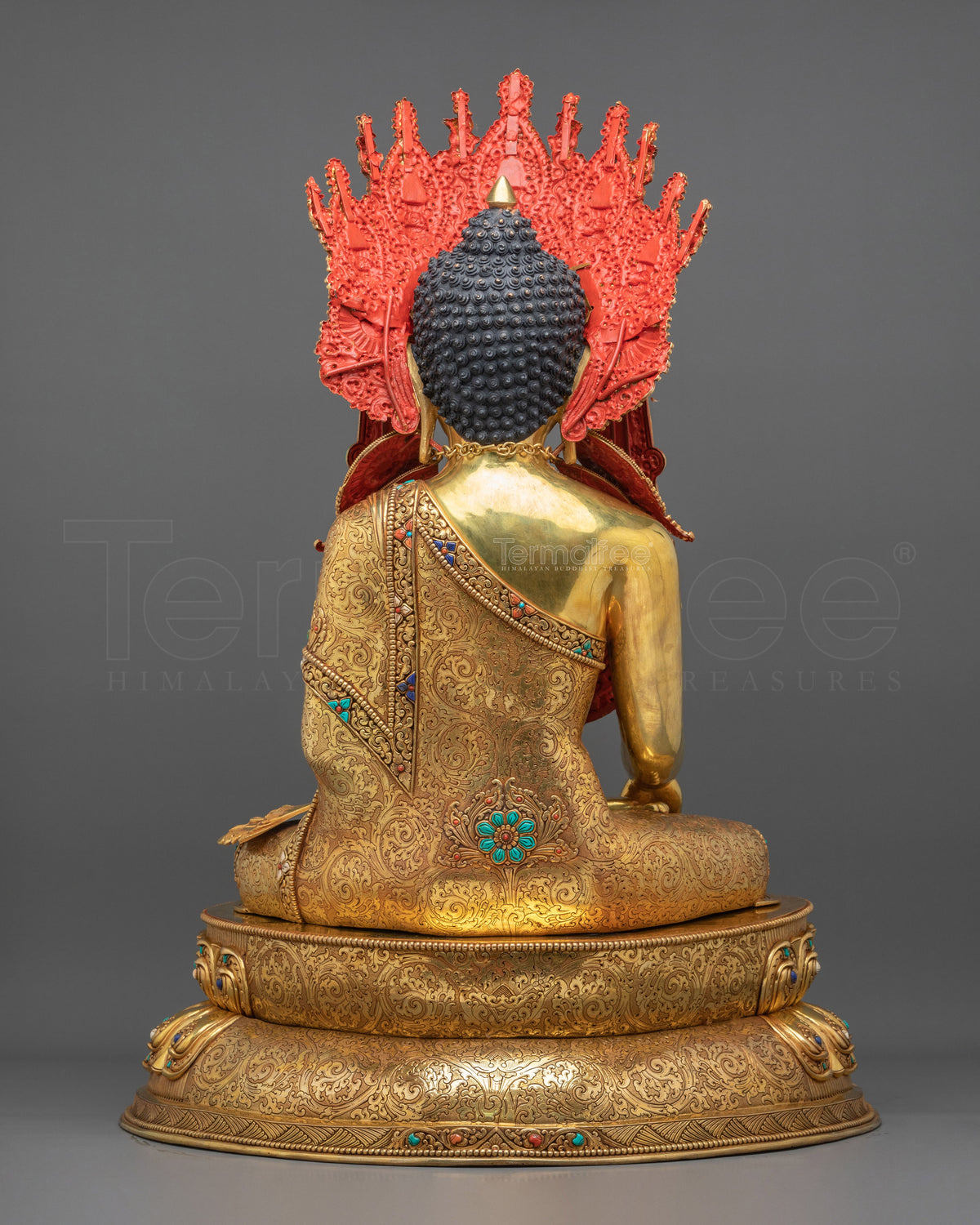 Crown Shakyamuni Buddha Figurine | 24K Gold-Gilded Buddha Statue