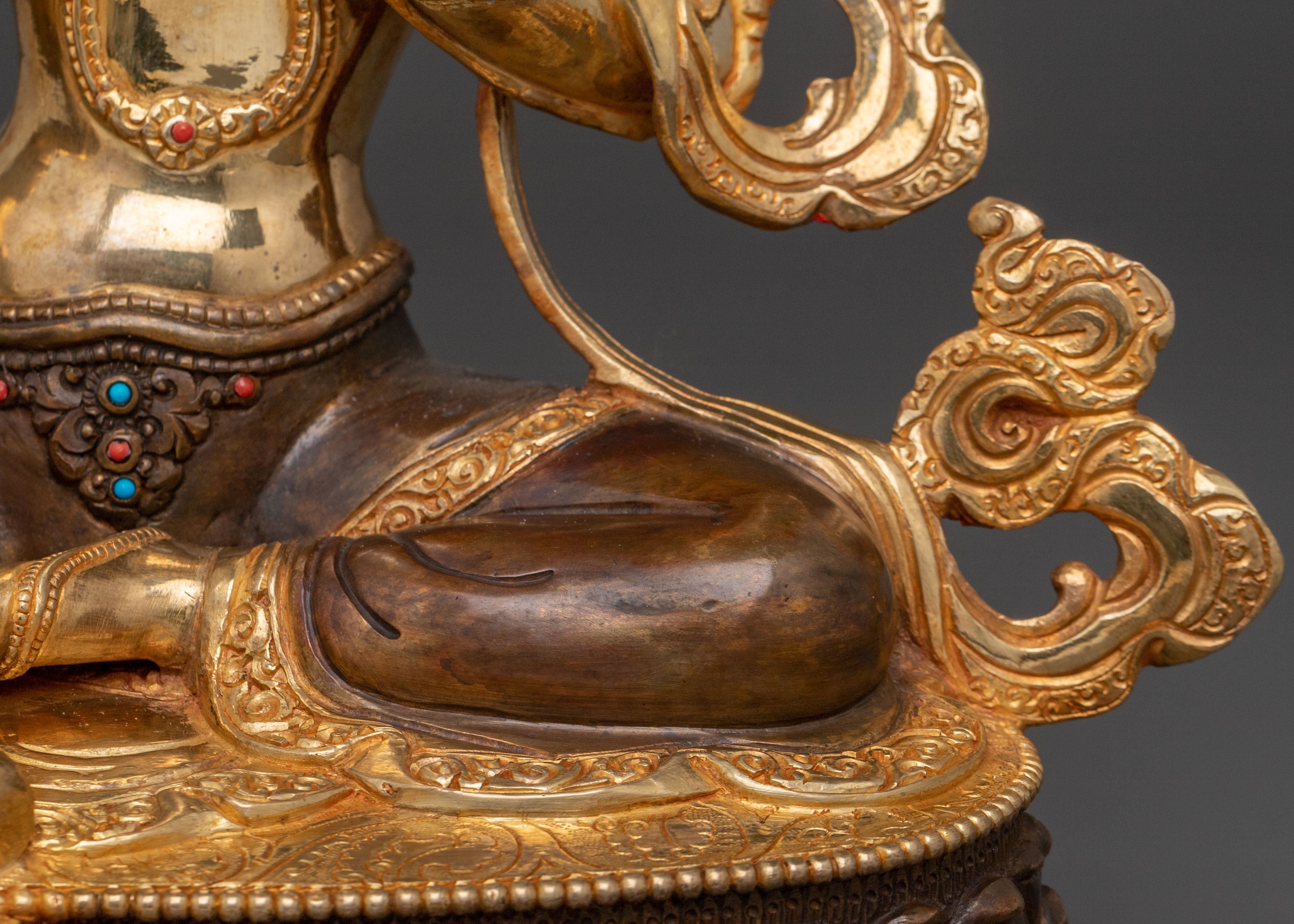 Green Tara: 24K Gold Gilded Statue