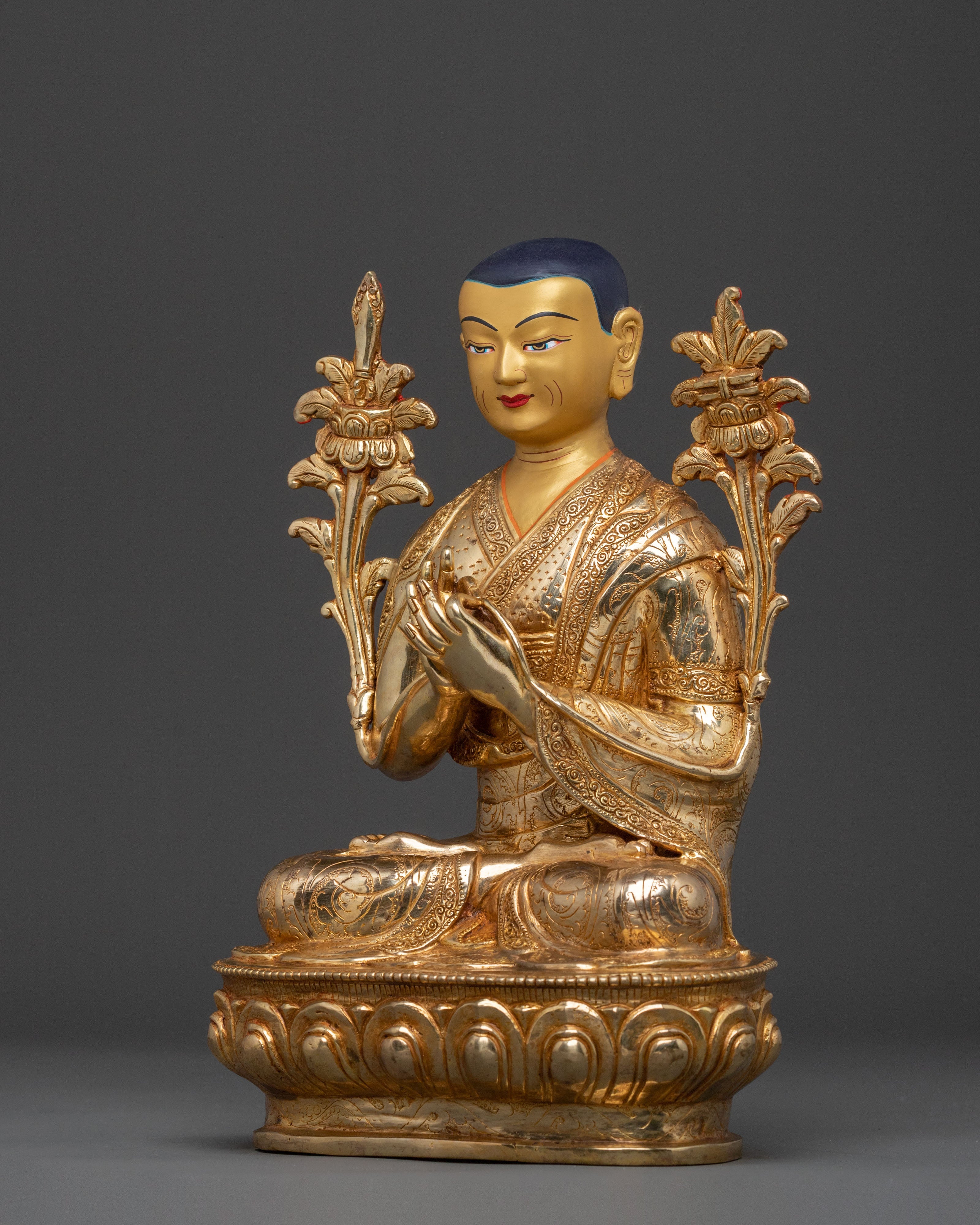 Tsongkhapa Sacred Copper Statue: Hand-Gilded Serenity