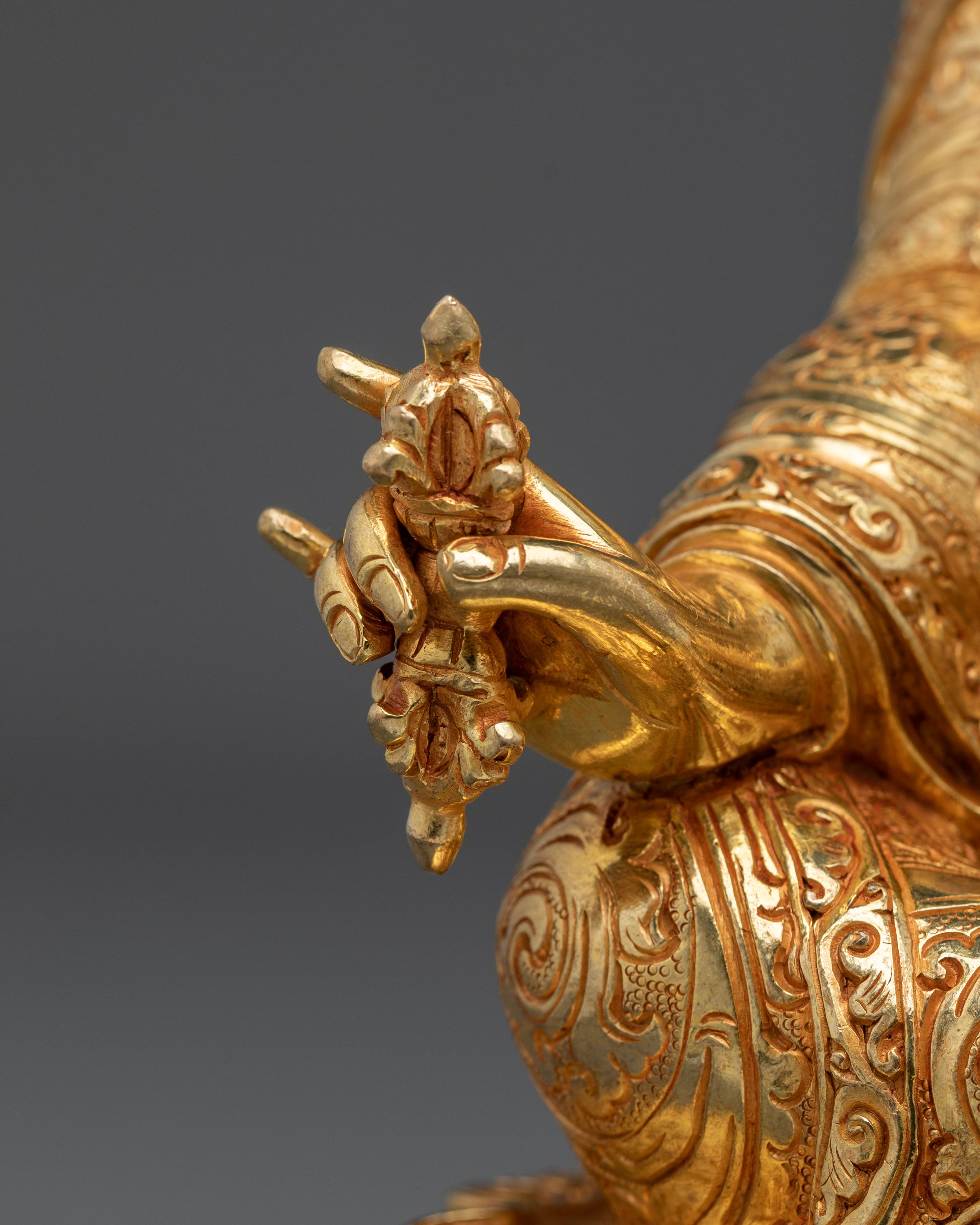 Lotus Born Guru Rinpoche Statue | 24K Gold Gilded