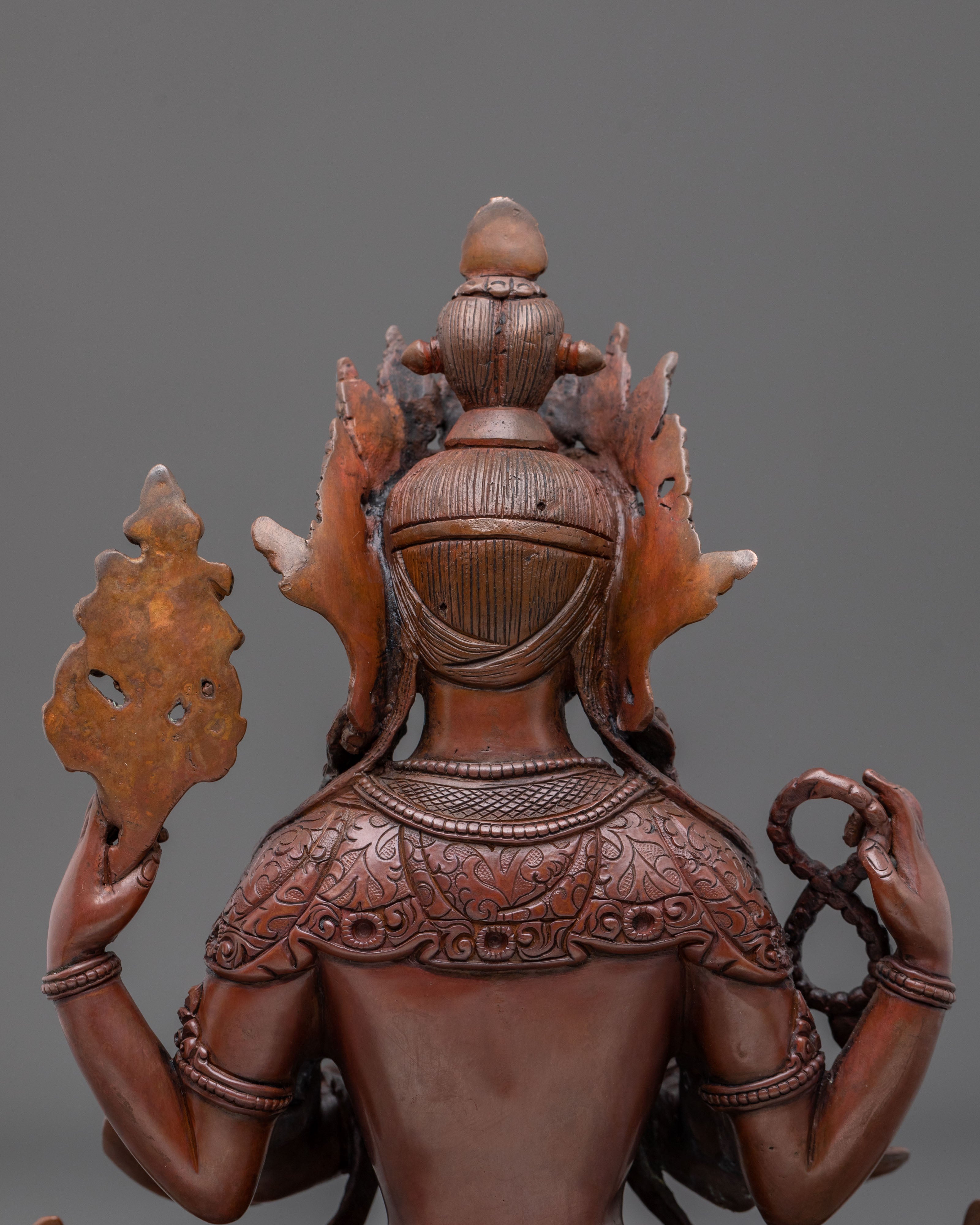 Chenrezig Buddha Statue in Oxidized Copper