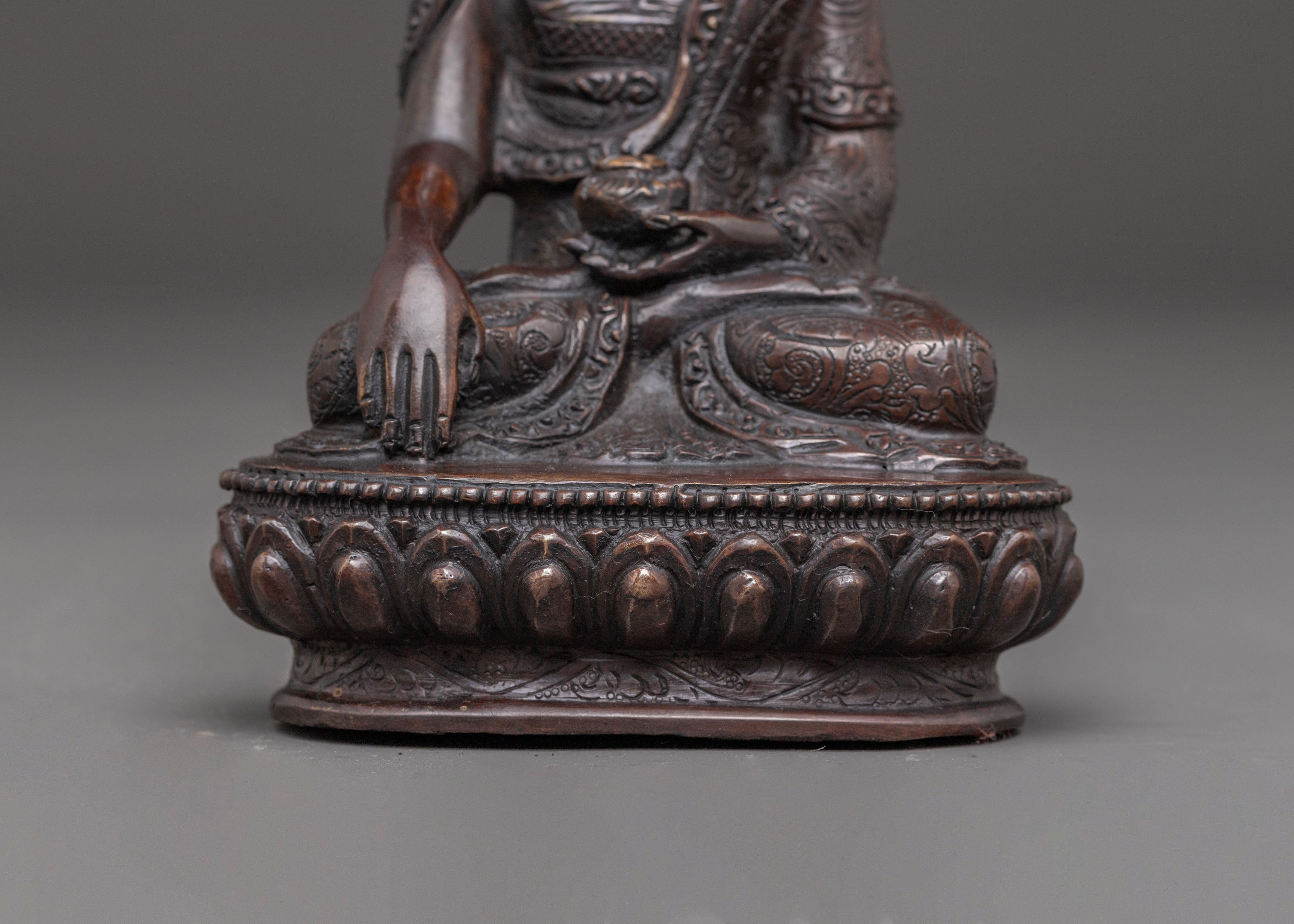 Handmade Shakyamuni Buddha Oxidized Copper Statue | Traditional Himalayan Art