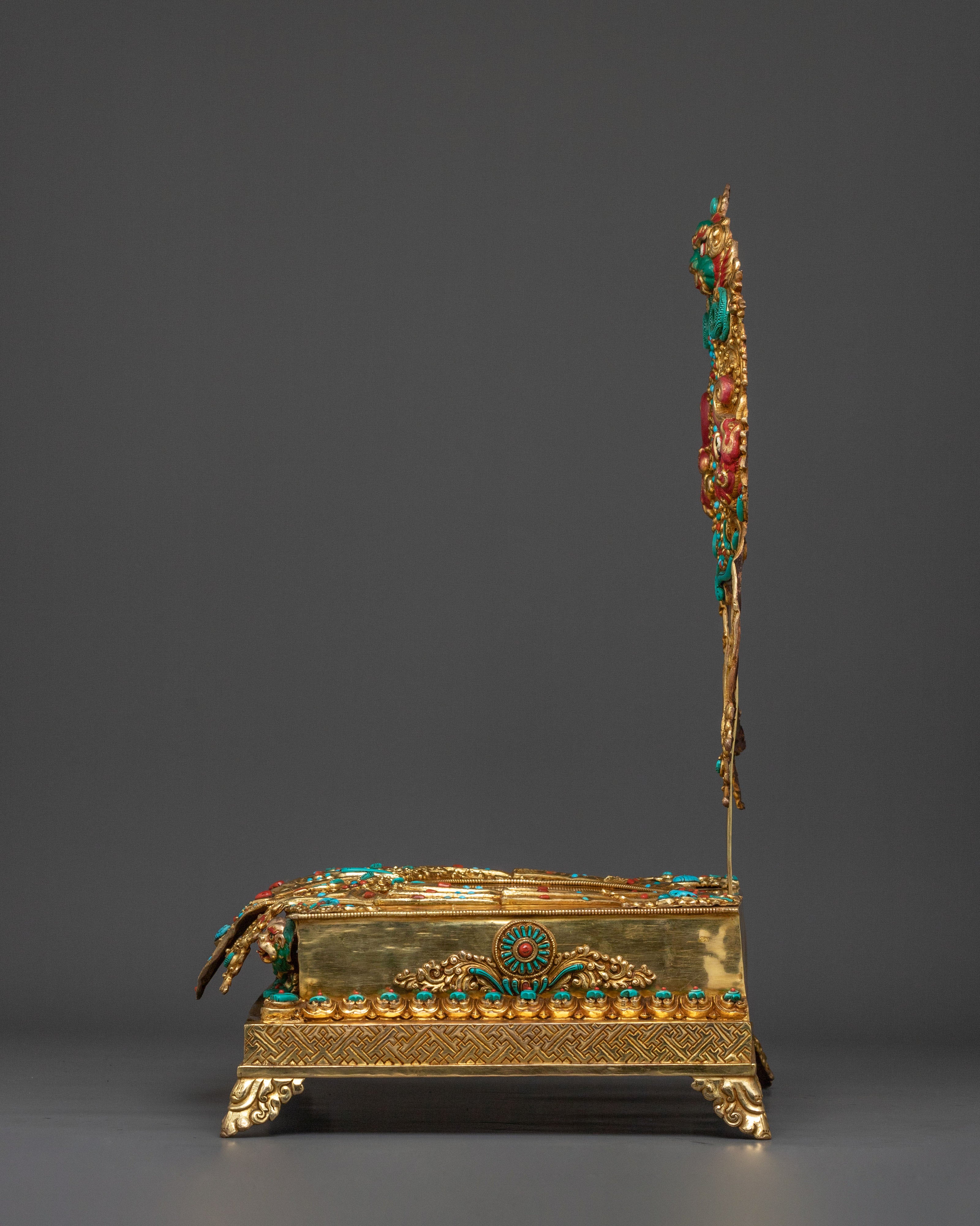 Traditional Handcrafted Throne: 24K Gold Gilded Artistry