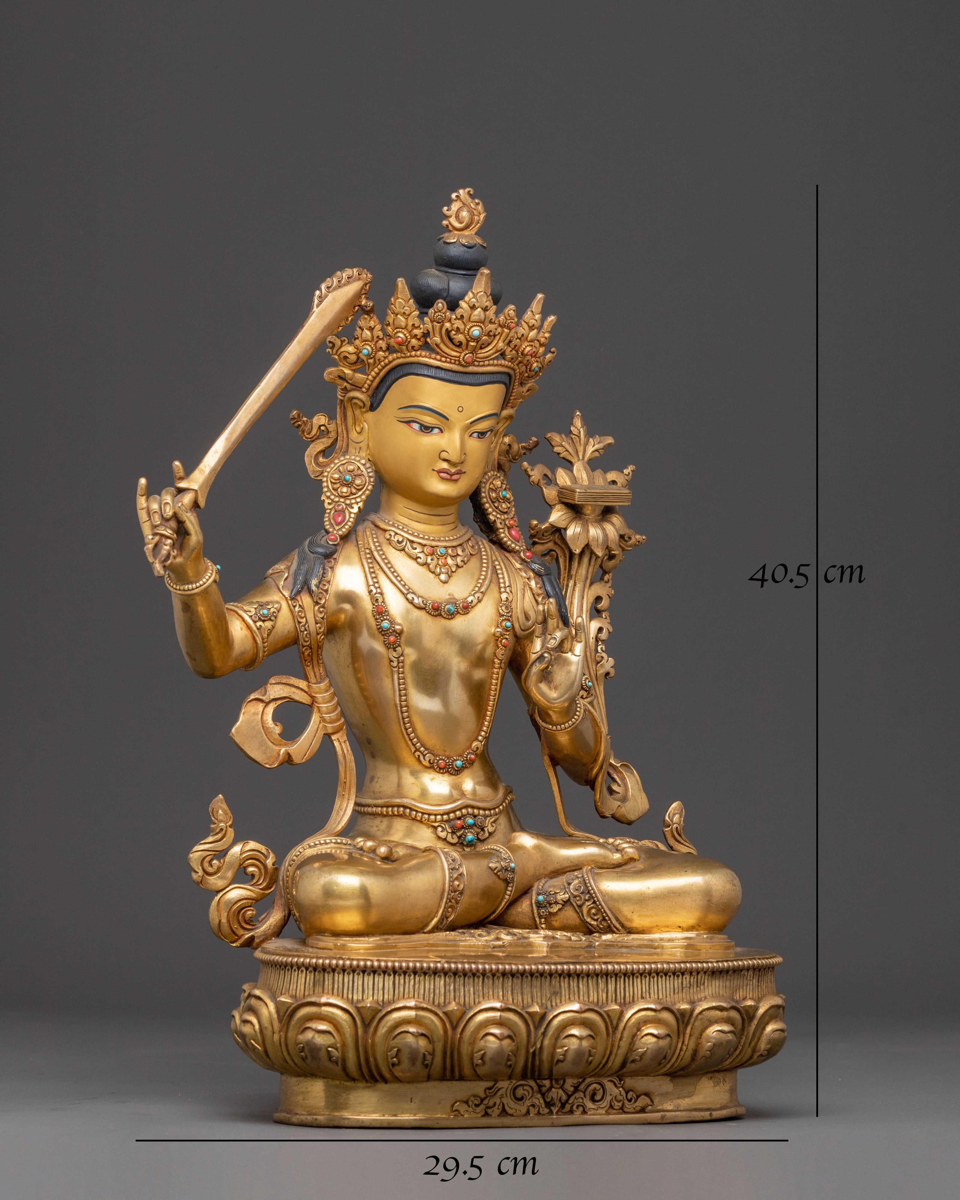 Handmade Manjushri Statue of Power and Wisdom | Spiritual Altar Decor