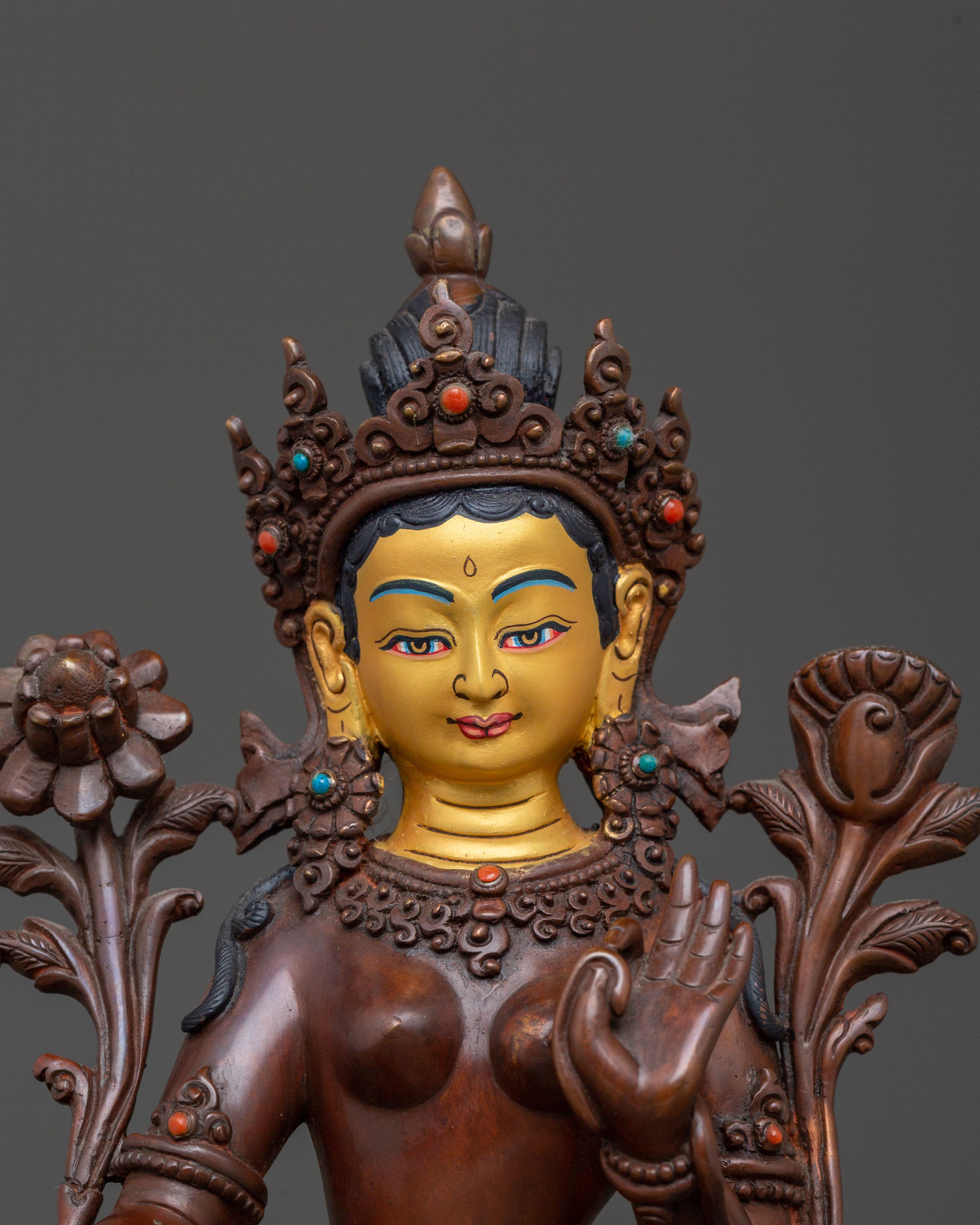 Mother Green Tara Statue | Oxidized Copper Body