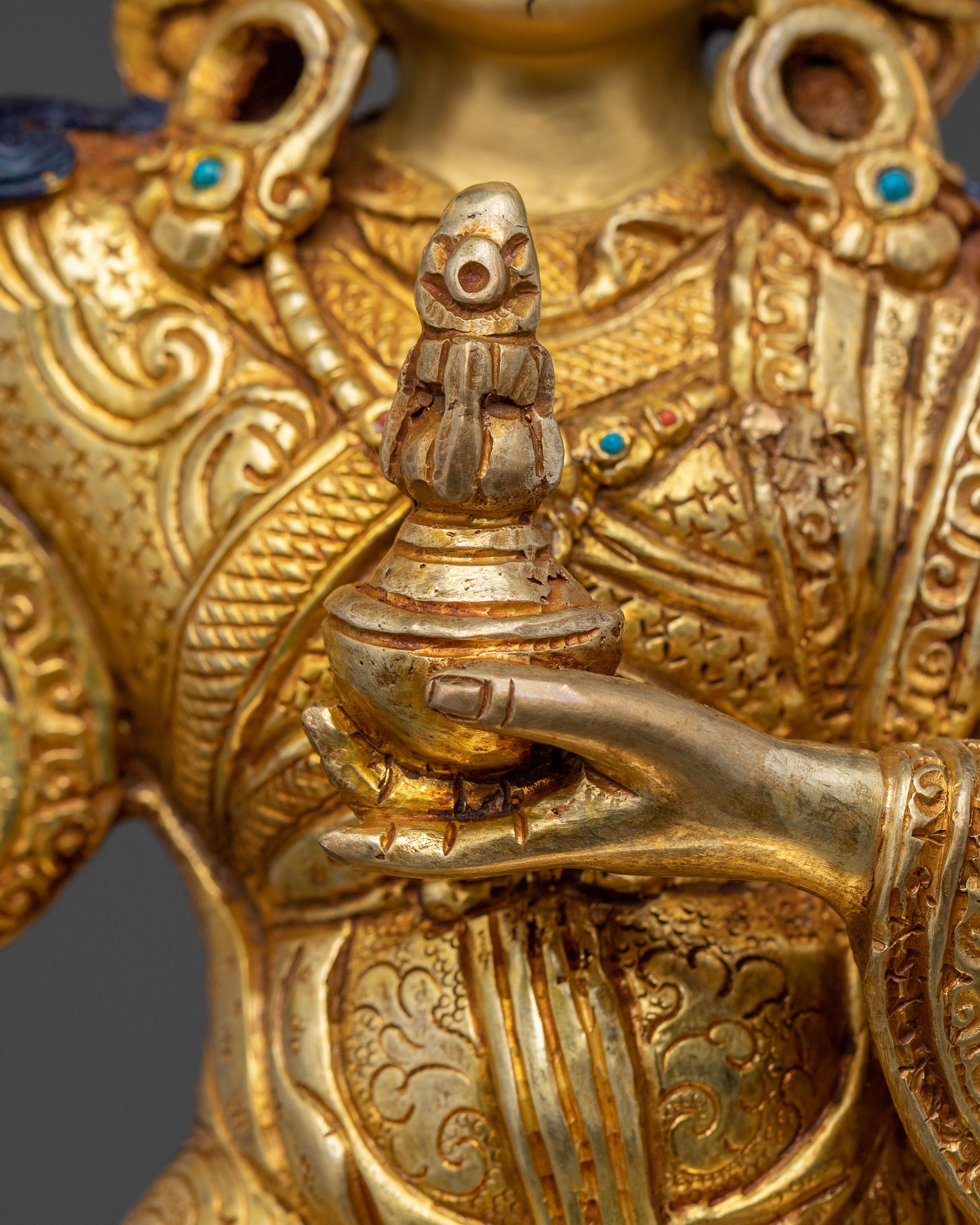 Dancing Guru Rinpoche Spiritual Sculpture | Handmade Tibetan Artwork