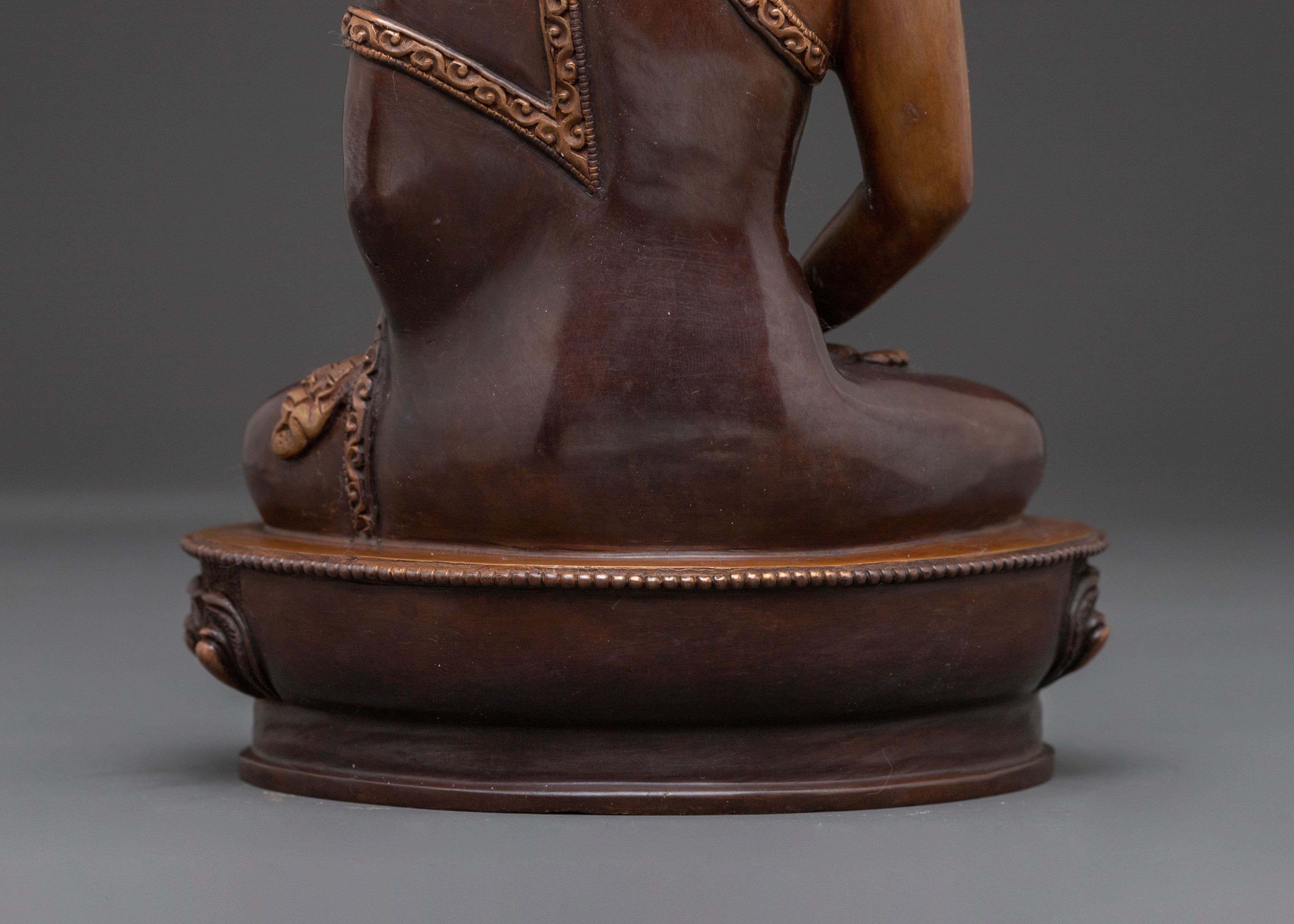 Amitabha Buddha Shrine Statue: Oxidized Copper Serenity